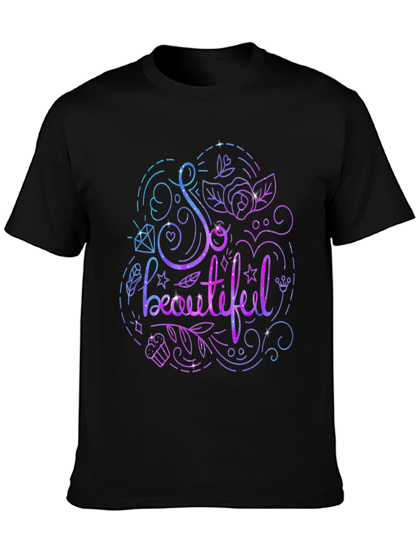 Black So Beautiful Graphic Print Black T-Shirt view 3