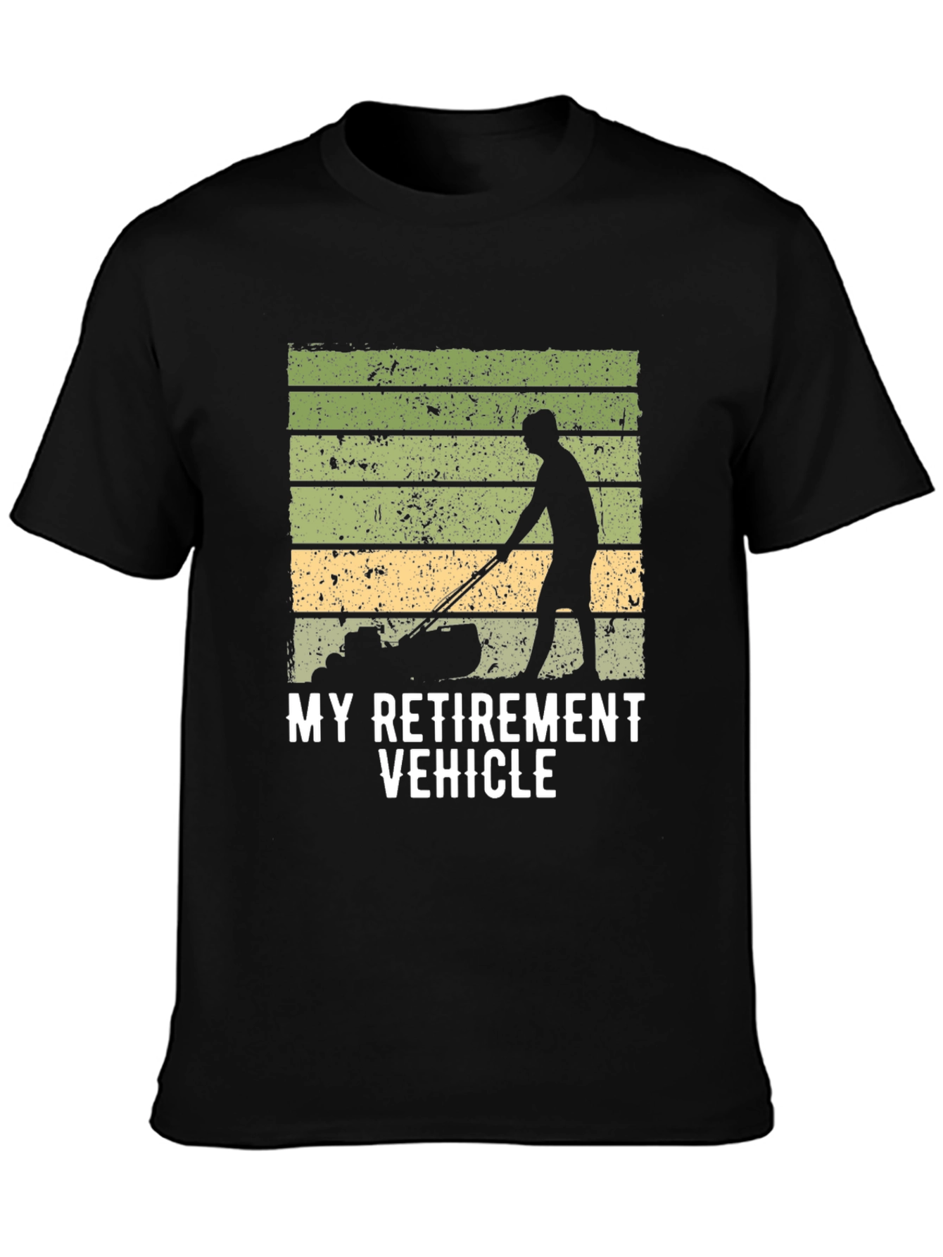 Black My Retirement Vehicle T-Shirt - Lawn Mower view 3
