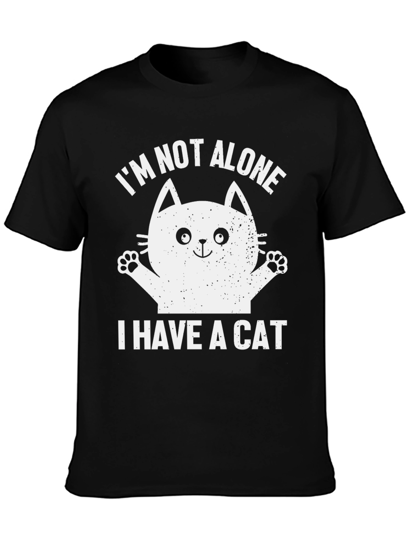 Black I'm Not Alone, I Have a Cat T-Shirt view 3