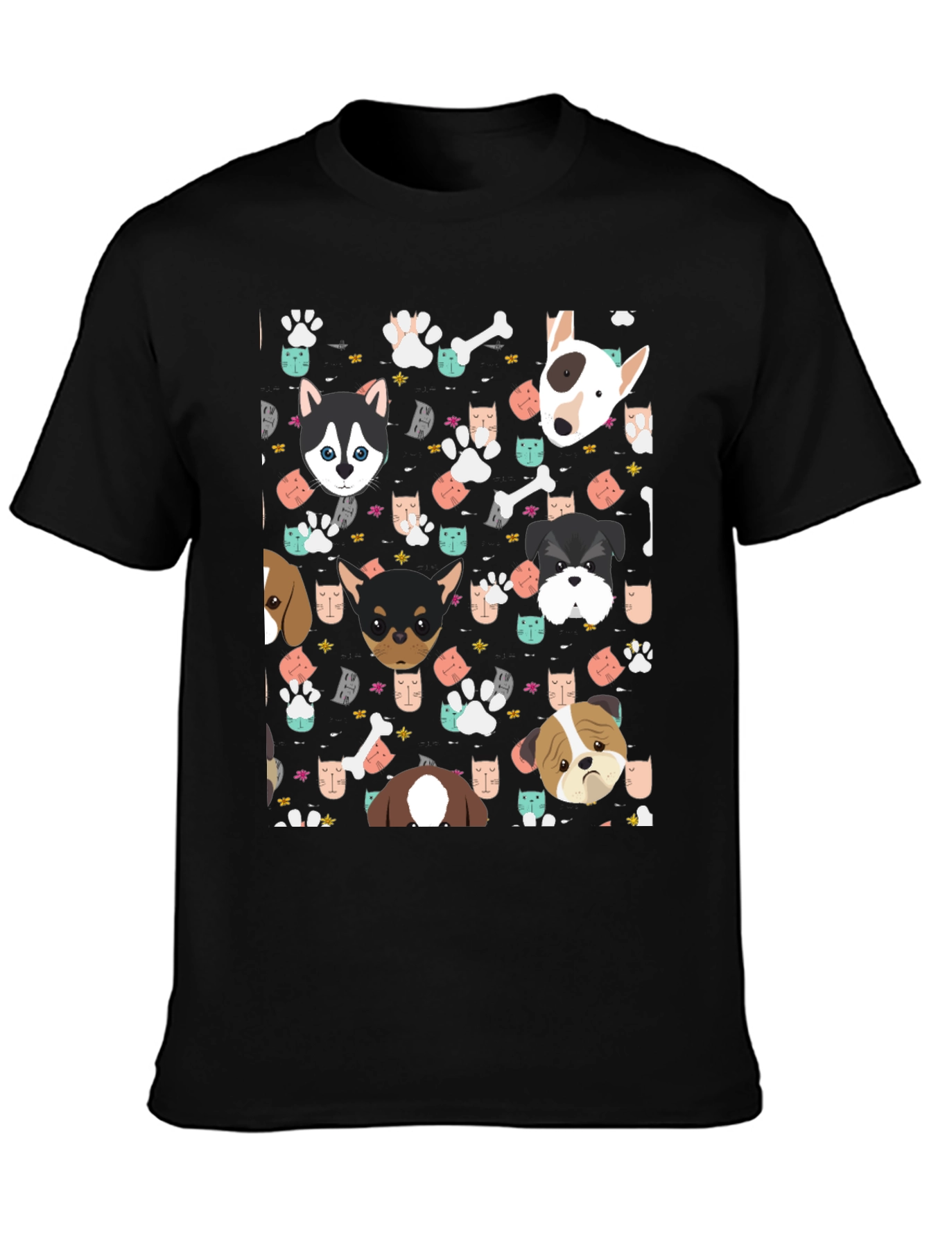 Black Dog Patterned Black Graphic Tee view 3