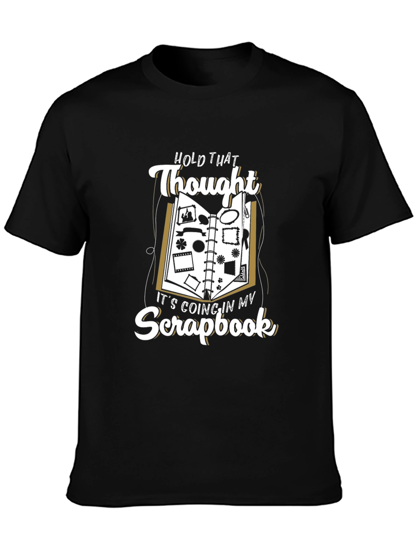 Black Hold That Thought Scrapbook T-Shirt view 3
