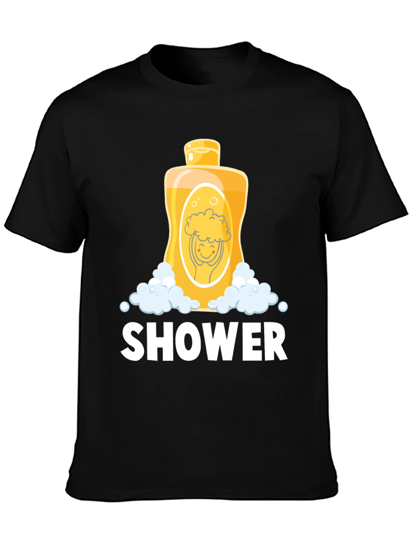 Black Shower Time Fun T-Shirt - Cartoon Design view 3