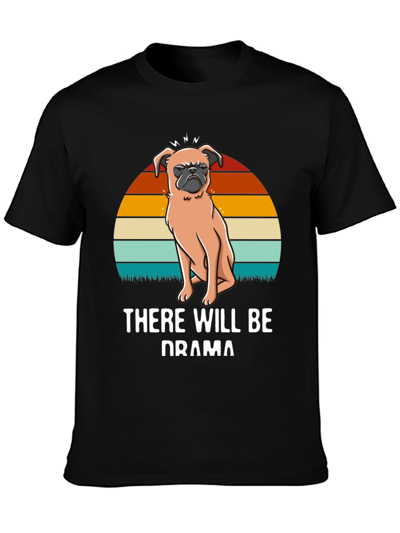 Black Drama Pug Graphic Tee - Unisex Black T-Shirt view 3