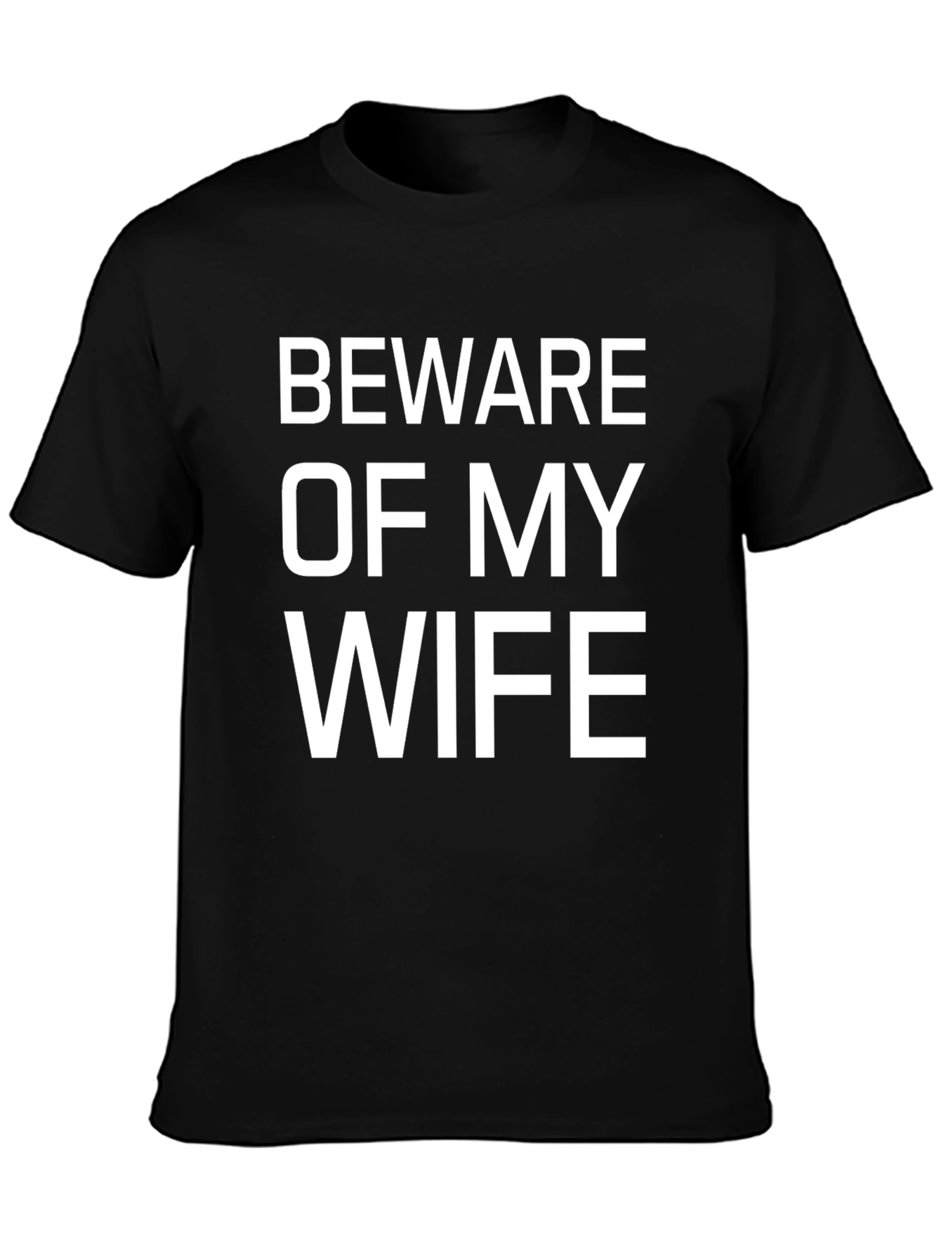 Black Beware of My Wife Funny Graphic Tee view 3