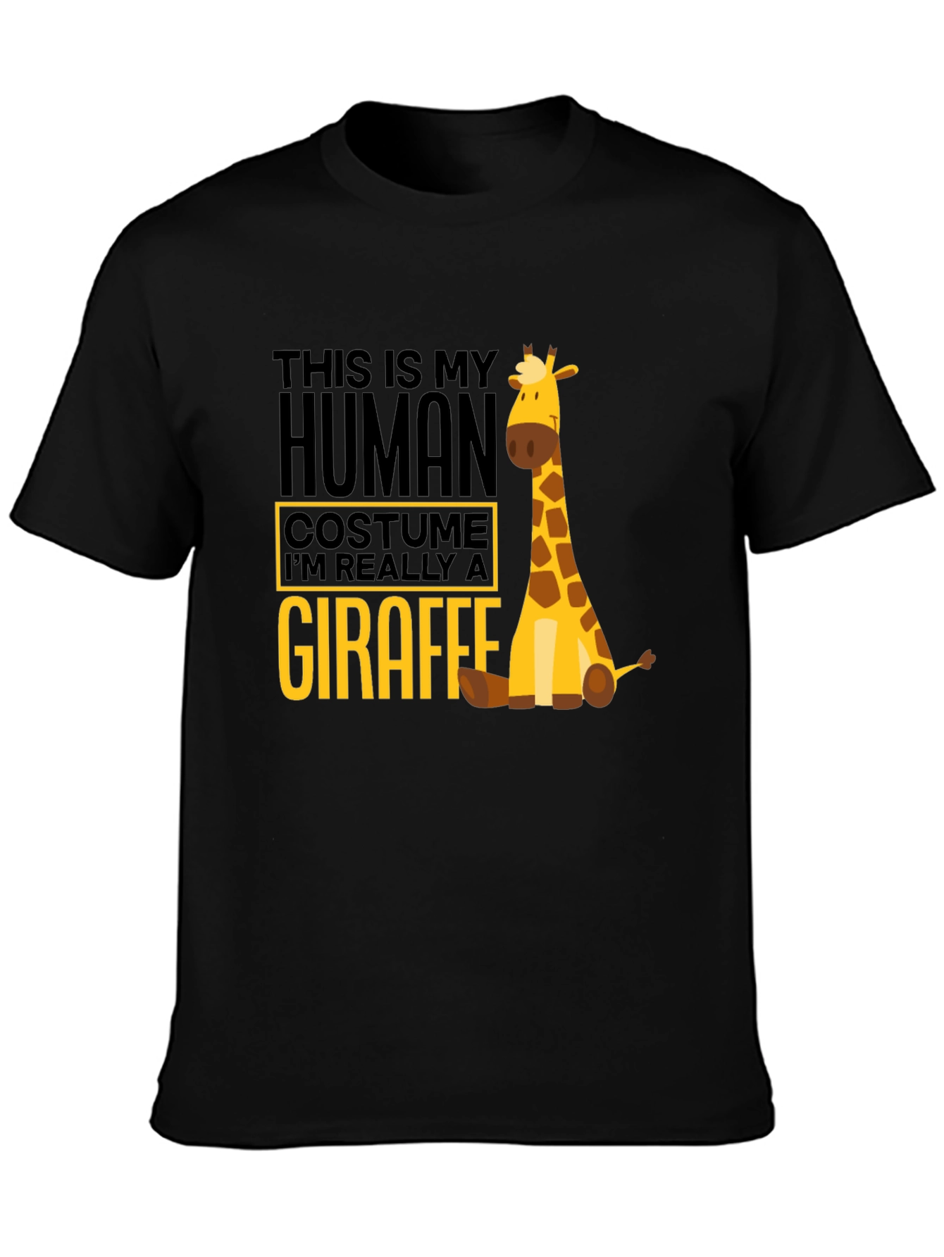 Black Human Costume Giraffe T-Shirt - Funny Animal Tee view 3