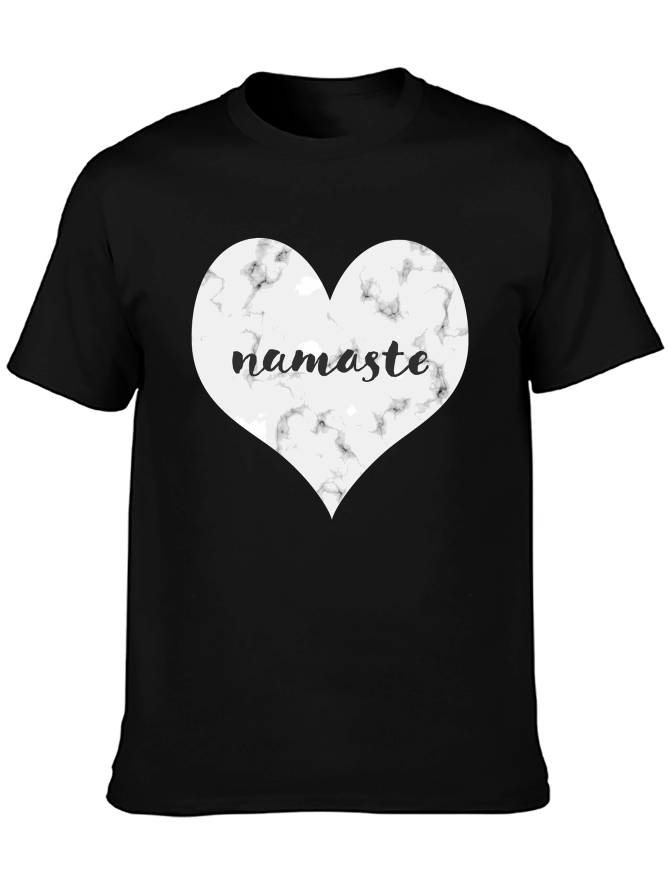 Black Namaste Heart Graphic Tee - Black Cotton Blend view 3