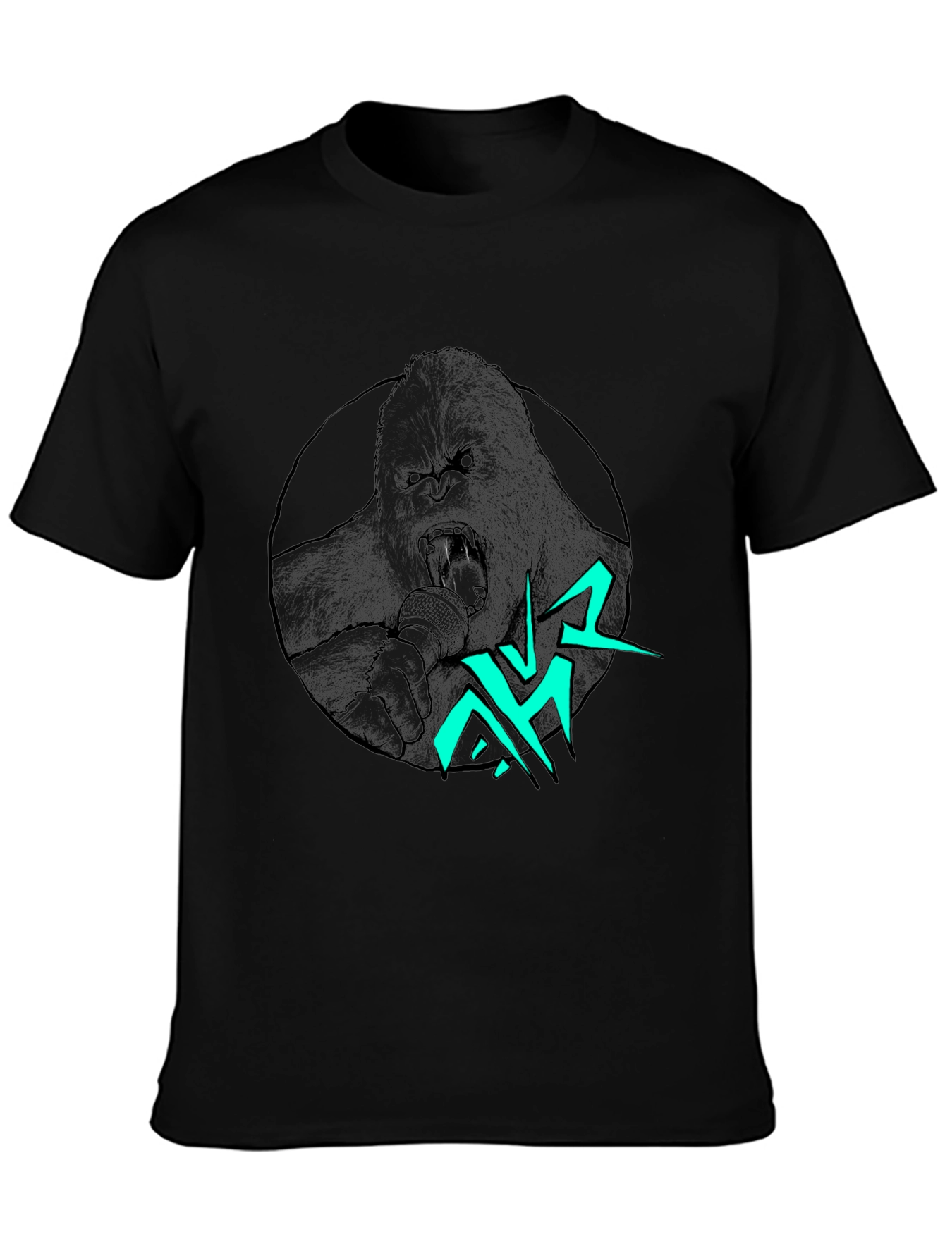 Black Gorilla Singer Graphic Print Black T-Shirt view 3