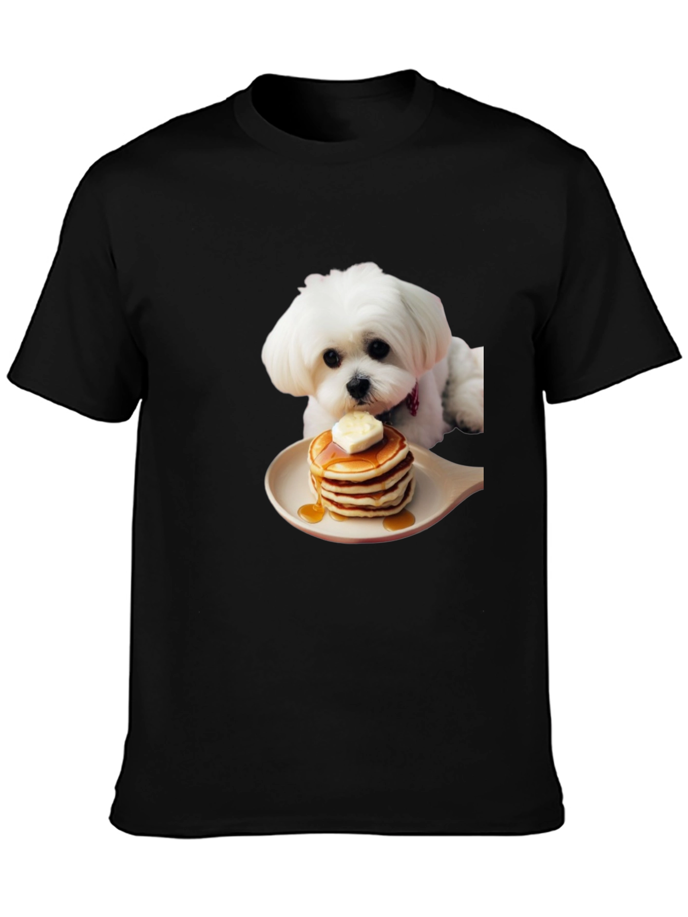 Dog and Pancakes Black T-Shirt - Foodie Pup Apparel - 3