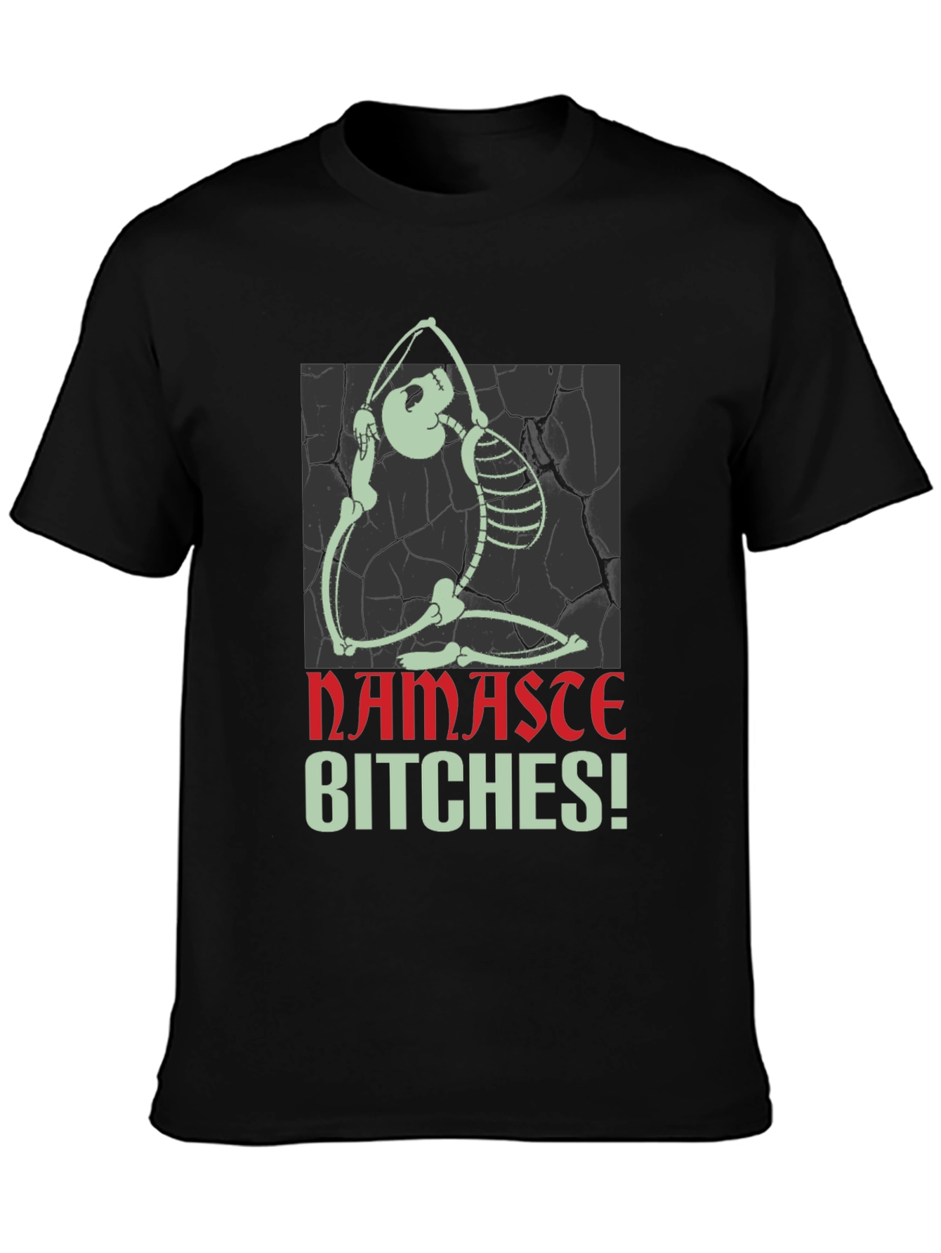 Black Yoga Skeleton Graphic Tee - Namaste Bitches! view 3