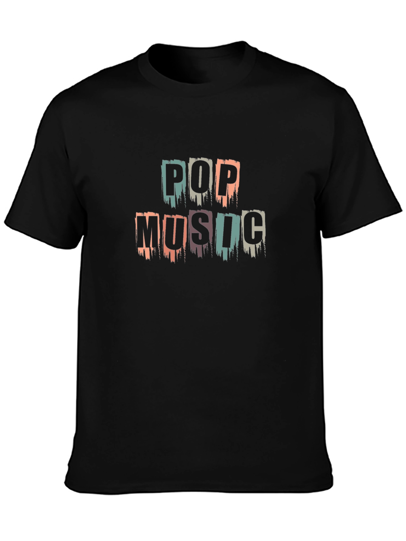 Black Pop Music Graphic Tee - Unisex Black Cotton T-Shirt view 3