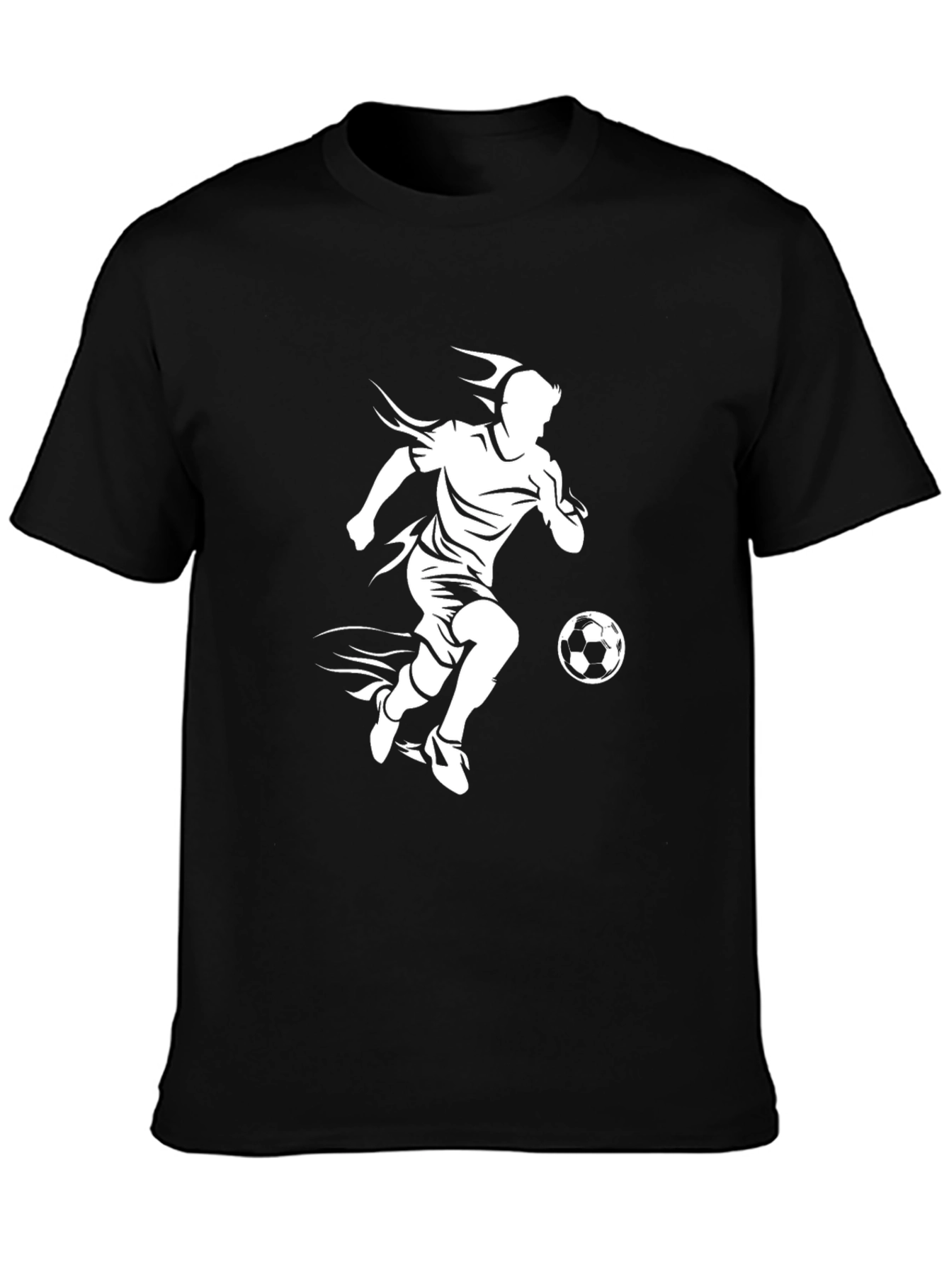 Black Soccer Player Graphic T-Shirt - Black Casual Tee view 3