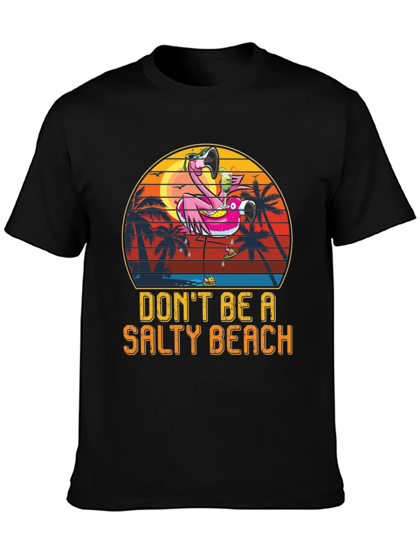 Black Salty Beach Flamingo Graphic Tee view 3