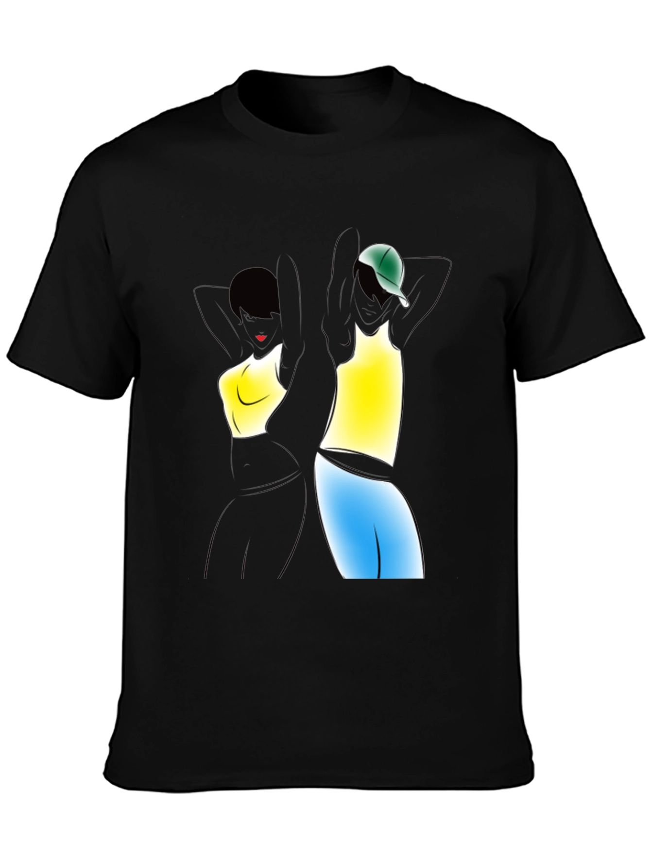 Black Graphic Tee: Stylish Figures Black T-Shirt view 3