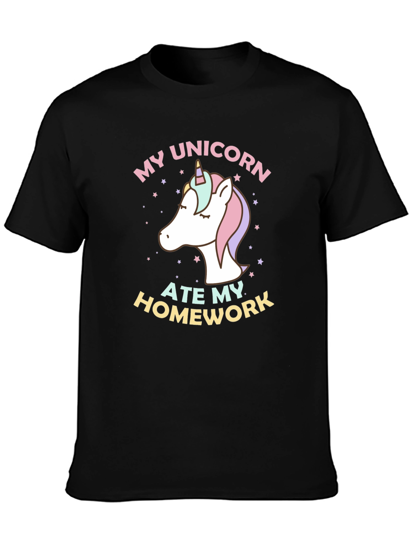 Black My Unicorn Ate My Homework T-Shirt - Black view 3