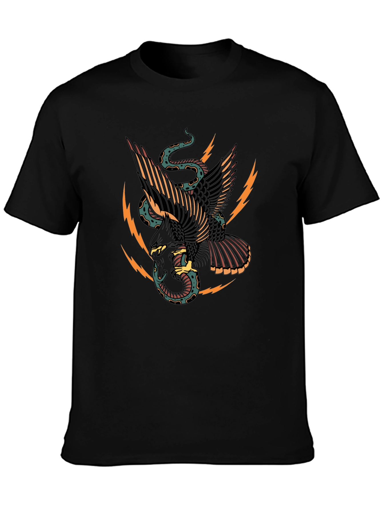Black Eagle & Snake Graphic Black T-Shirt view 3