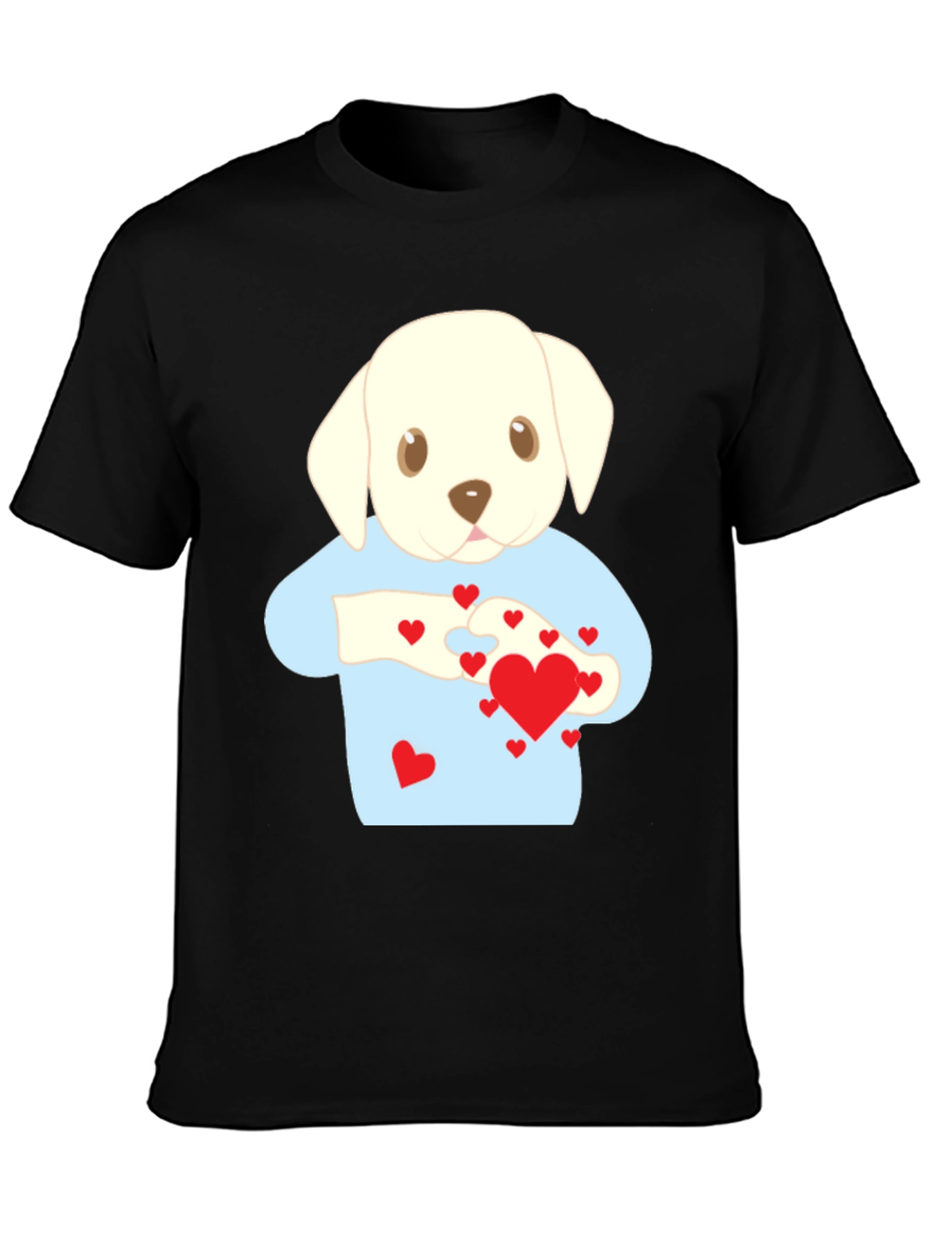 Black Puppy Love T-Shirt - Heart Puzzle Graphic Tee view 3