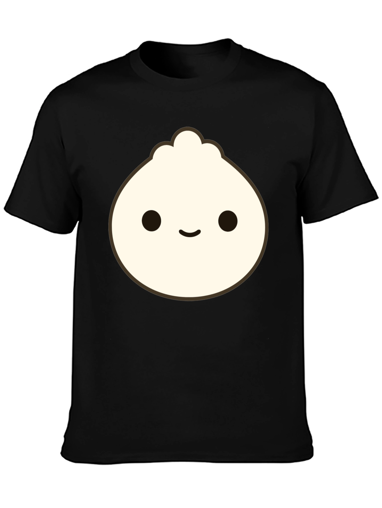 Black Cute Dumpling Graphic Tee - Black Cotton T-Shirt view 3