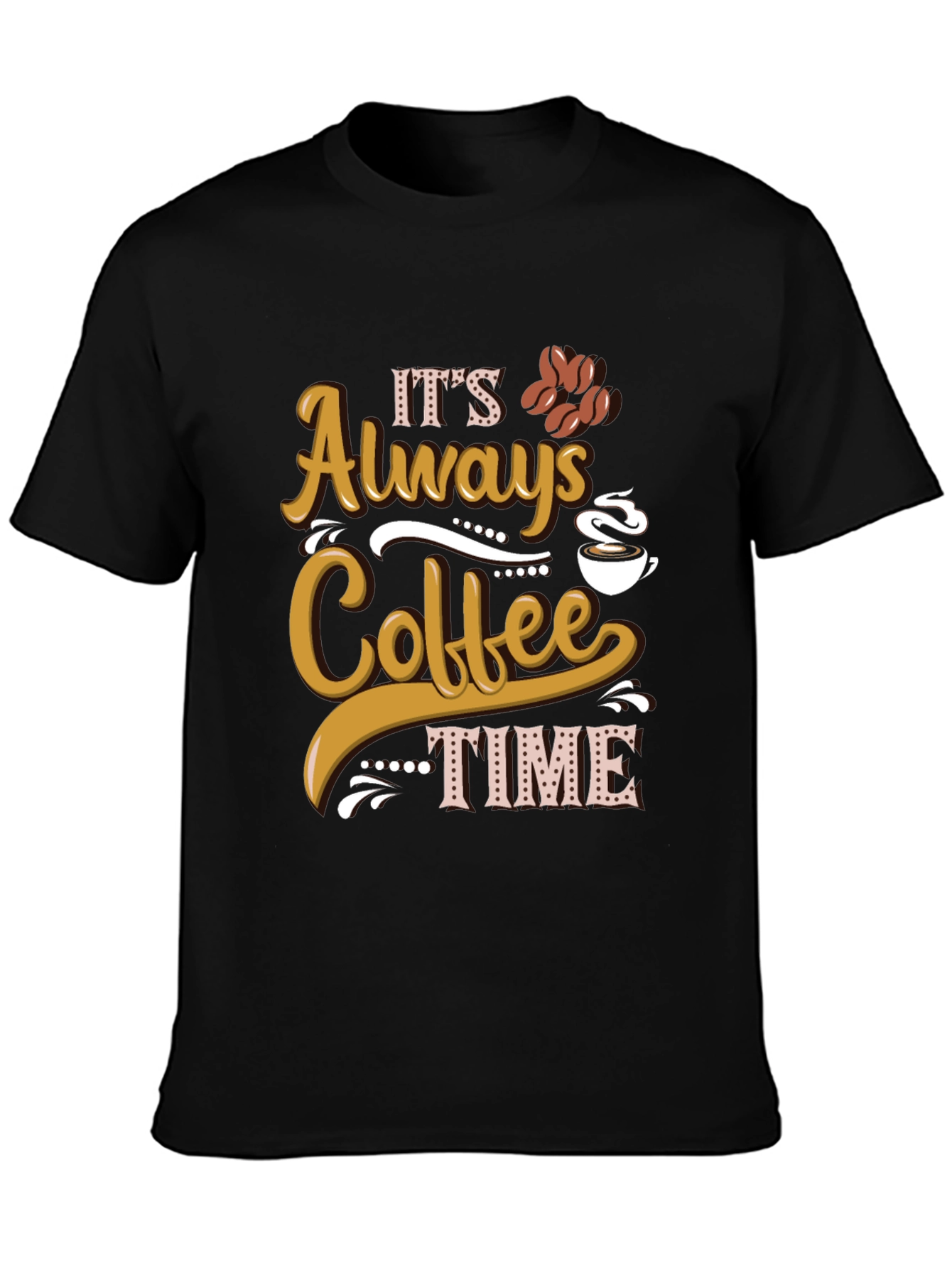 Black It's Always Coffee Time Graphic Tee view 3