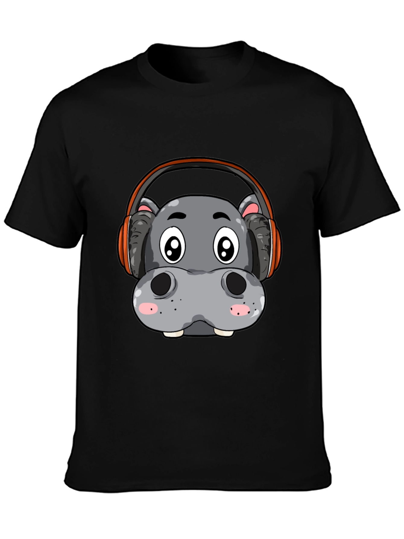 Black Hippo DJ Graphic Tee - Black Cotton Blend Shirt view 3