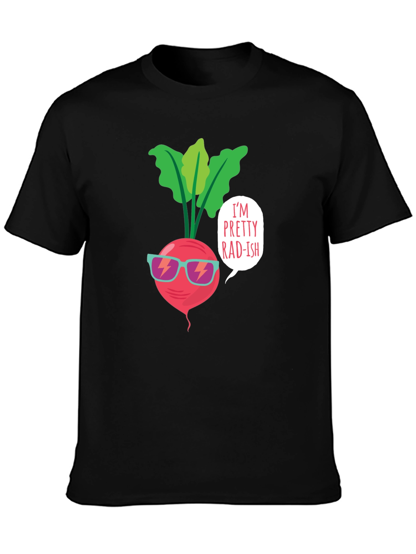 Black Pretty Radish T-Shirt - Cool Vegan Tee view 3