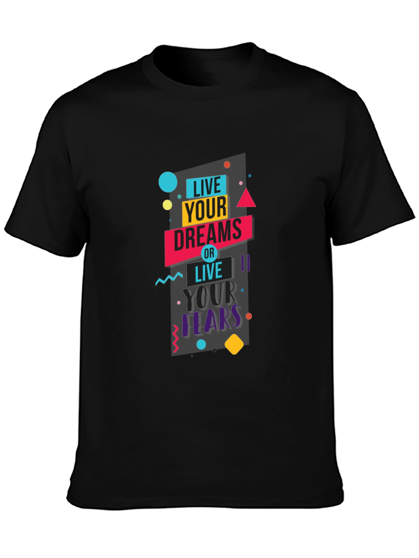 Black Live Your Dreams Graphic Tee - Black Cotton Blend view 3