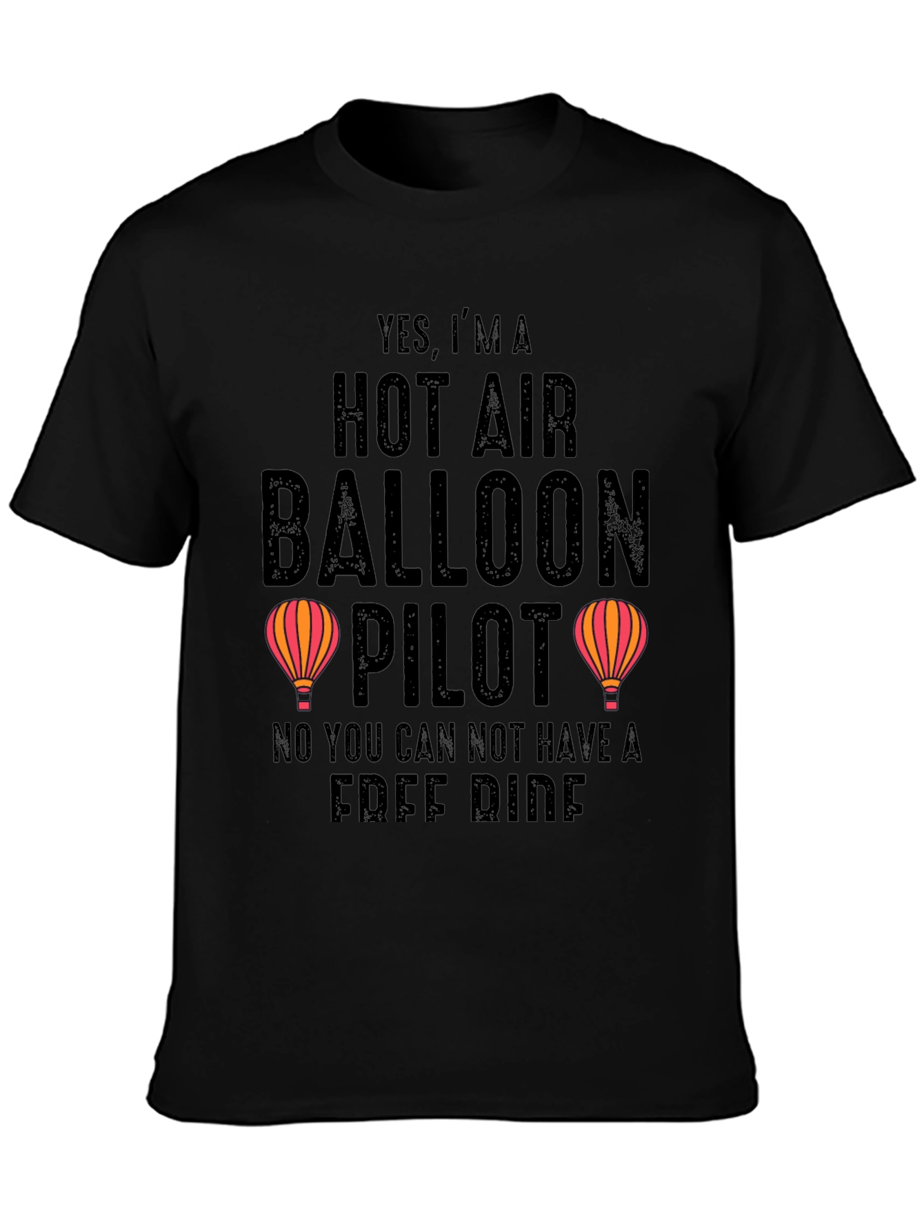 Black Hot Air Balloon Pilot Graphic Tee view 3