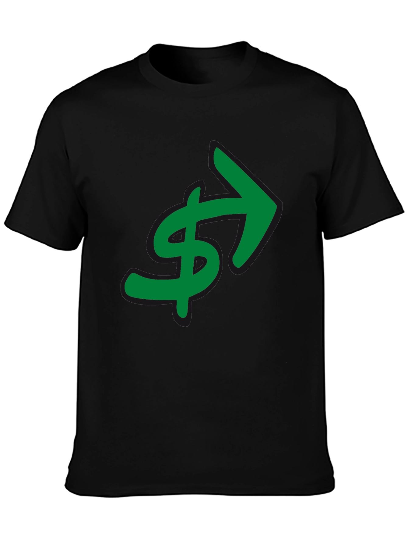 Black Green Dollar Arrow Graphic T-Shirt view 3