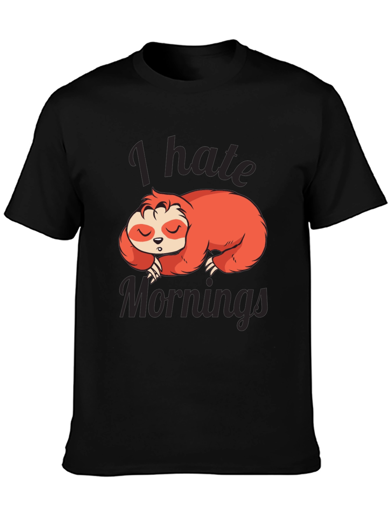 Black I Hate Mornings Sloth Graphic Tee view 3