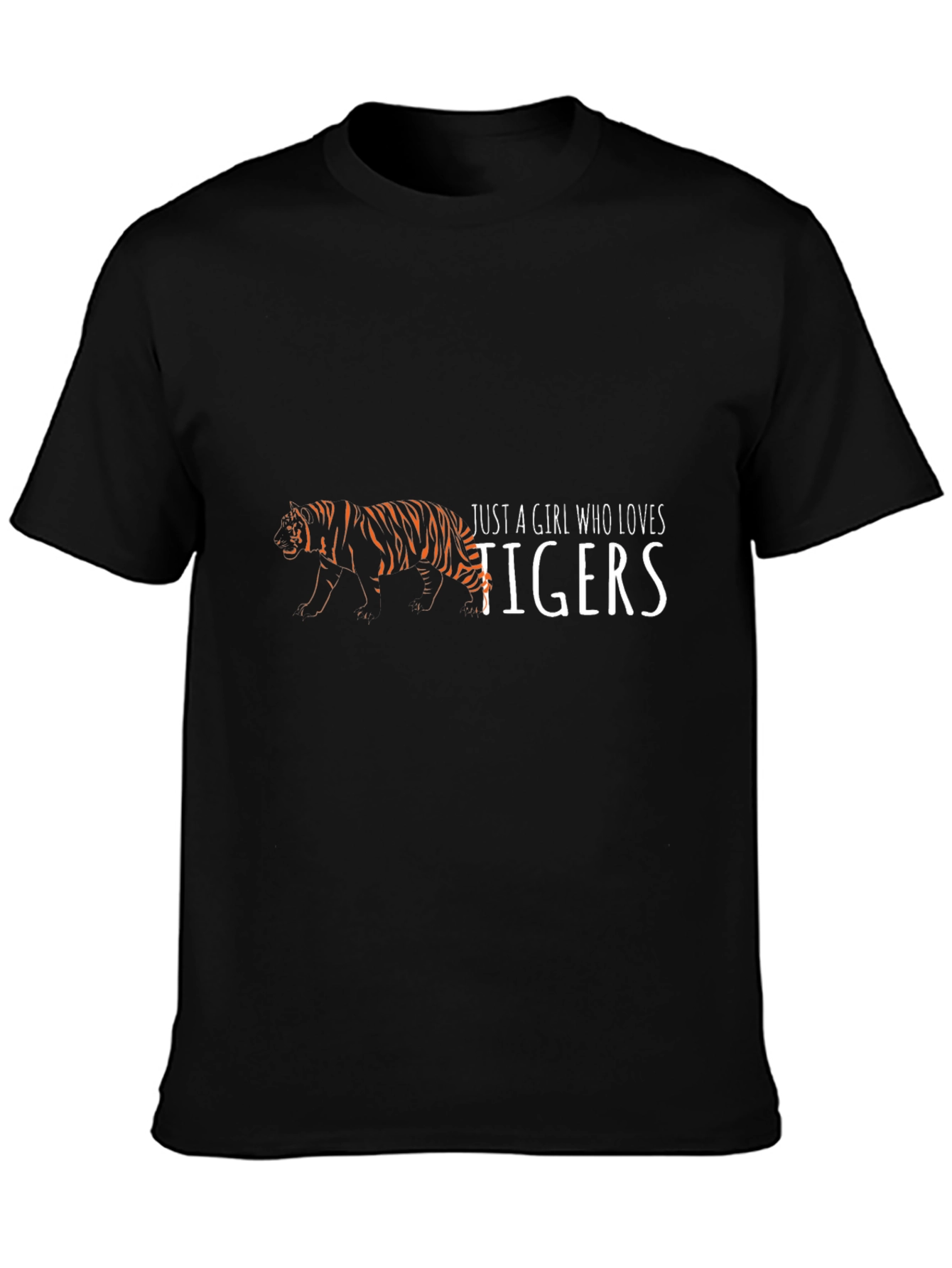 Black Girl Who Loves Tigers Black T-Shirt view 3