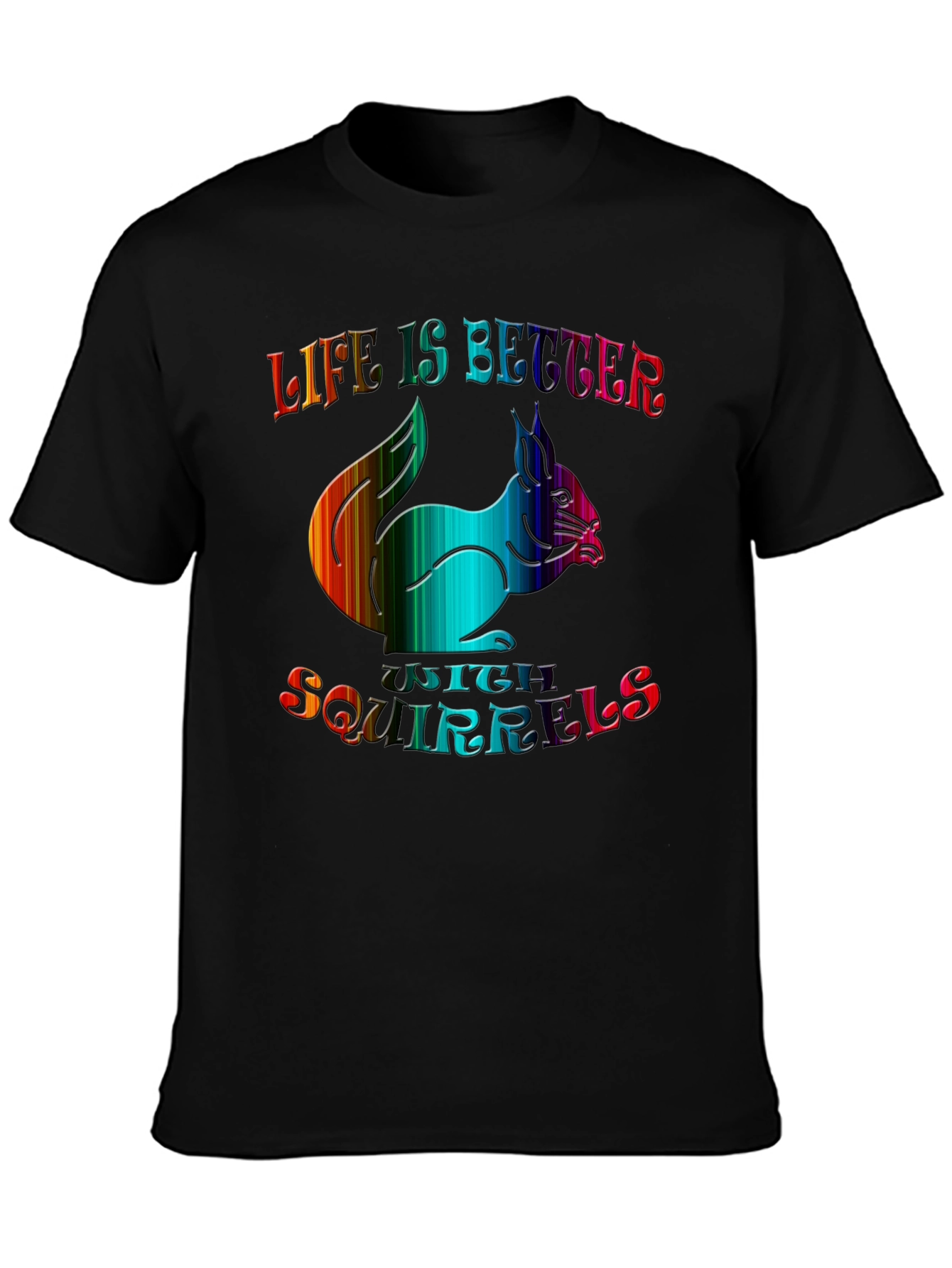 Black Life is Better with Squirrels Graphic Tee - Black view 3