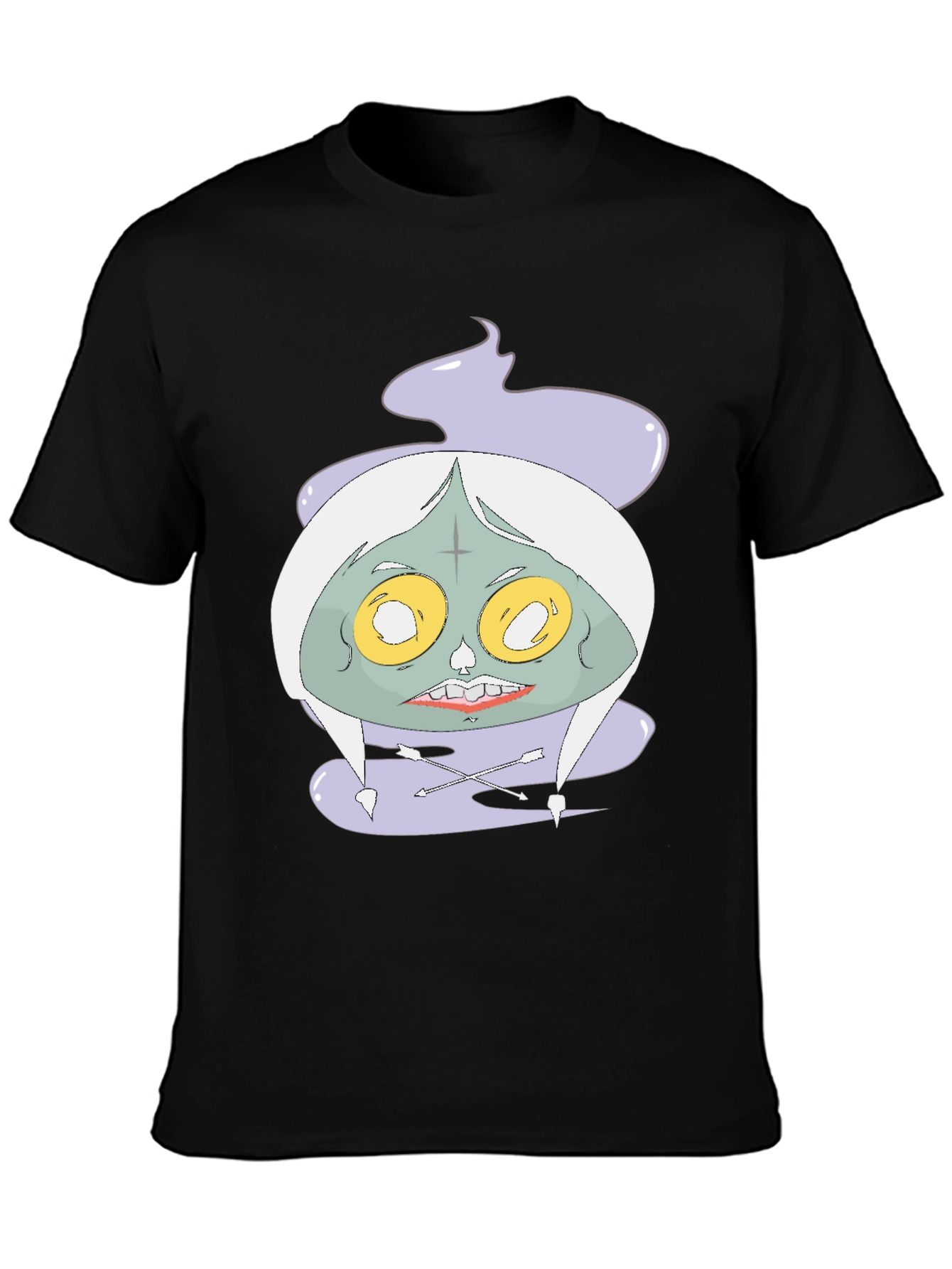 Black Spooky Graphic Tee - Unique Cartoon Zombie Design view 3