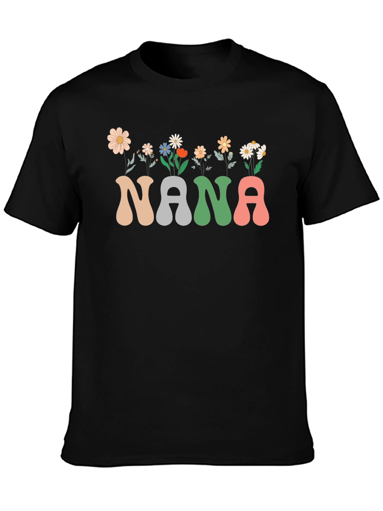 Black Nana Floral Graphic T-Shirt view 3