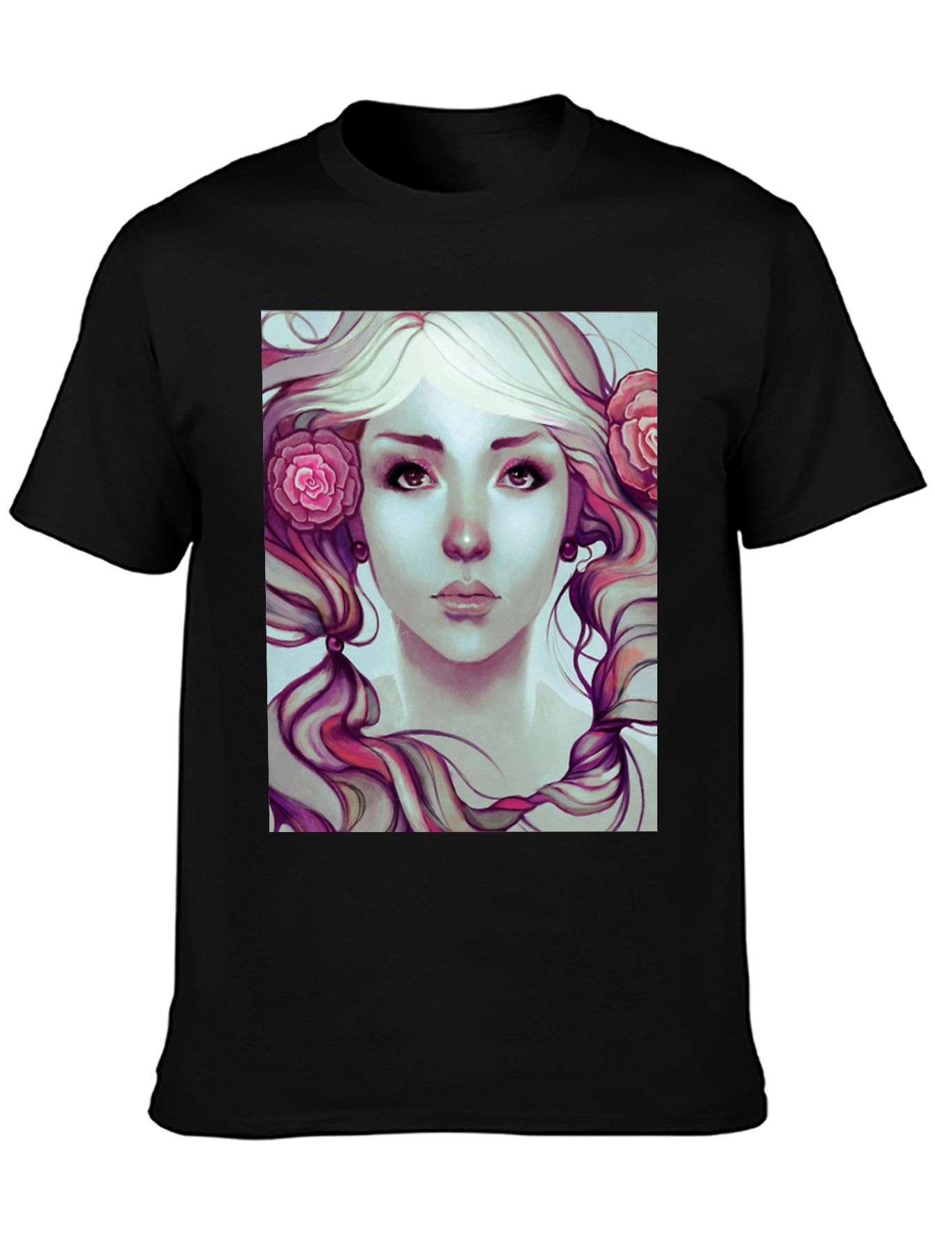 Black Floral Beauty Graphic Tee - Soft Black Cotton view 3