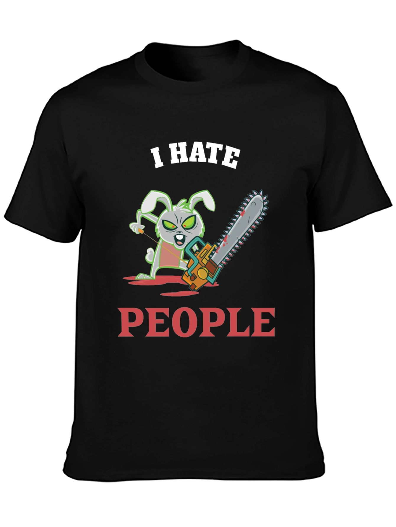 Black I Hate People Bunny T-Shirt view 3