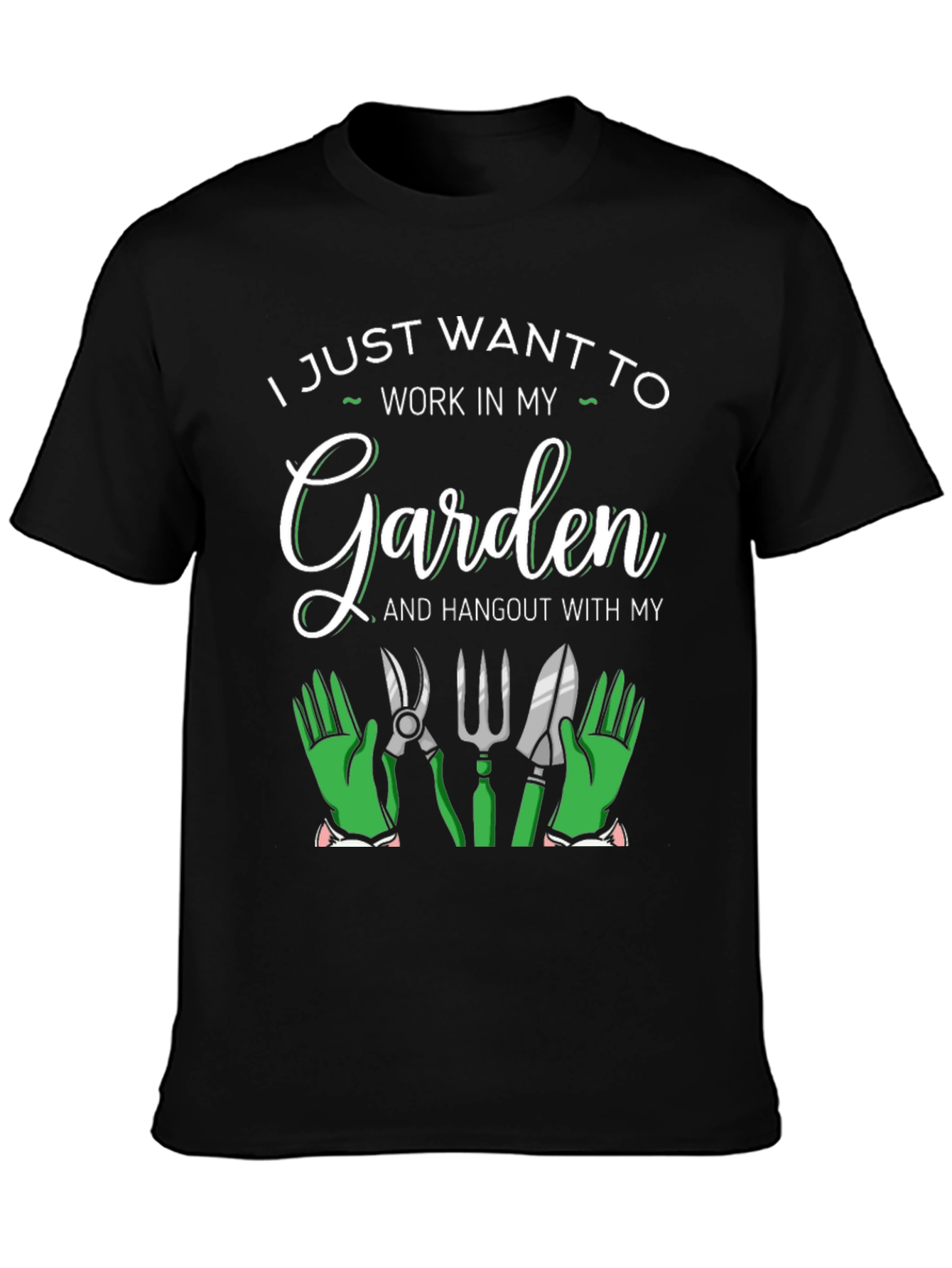 Black Gardening Lover T-Shirt: Work in My Garden view 3