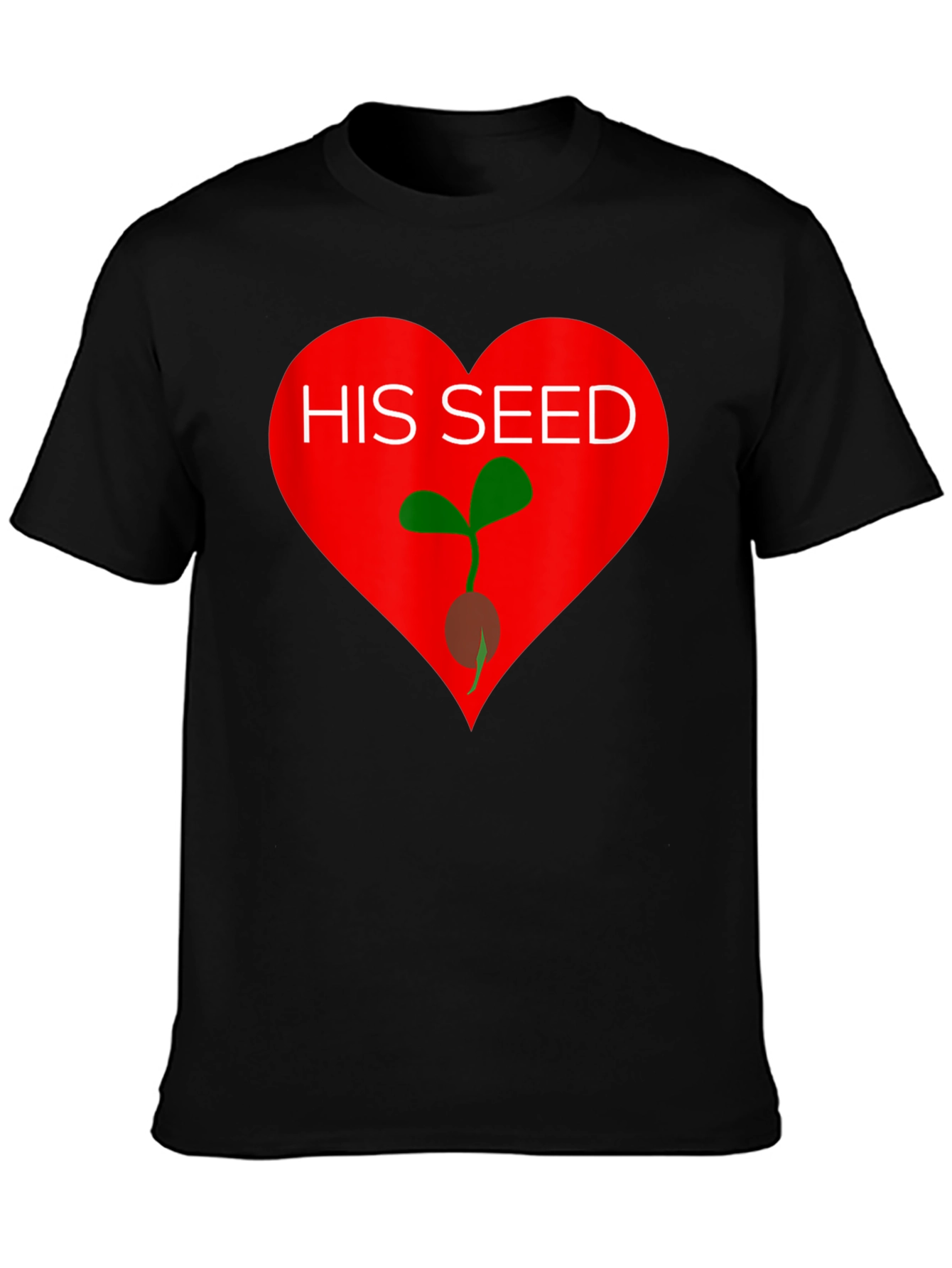 Black His Seed T-Shirt - Heart Design view 3