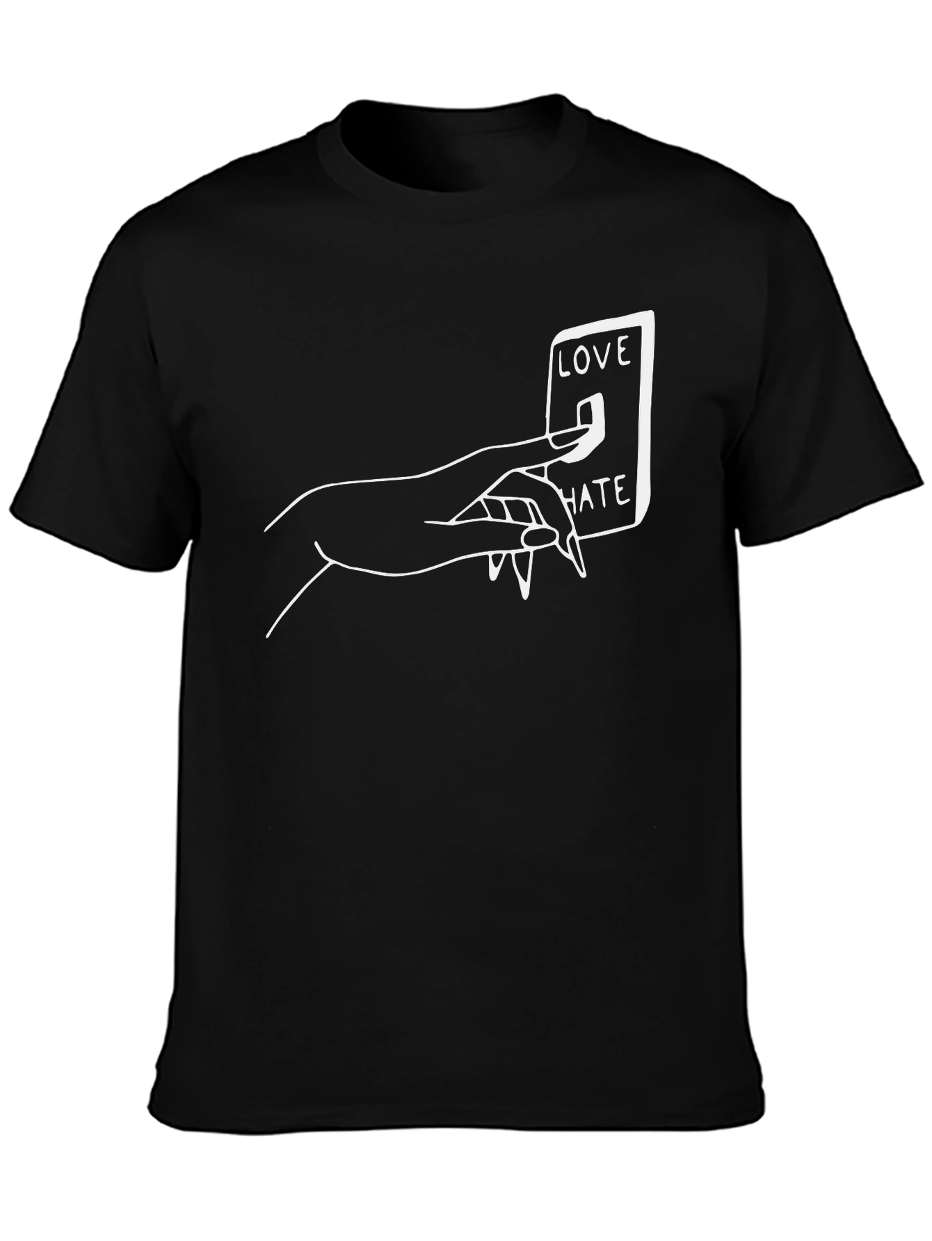 Black Love Hate Switch Graphic Tee - Black view 3