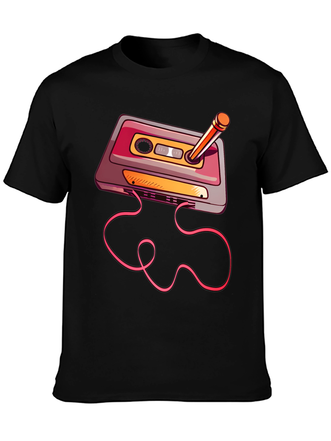 Black Retro Cassette Tape T-Shirt view 3