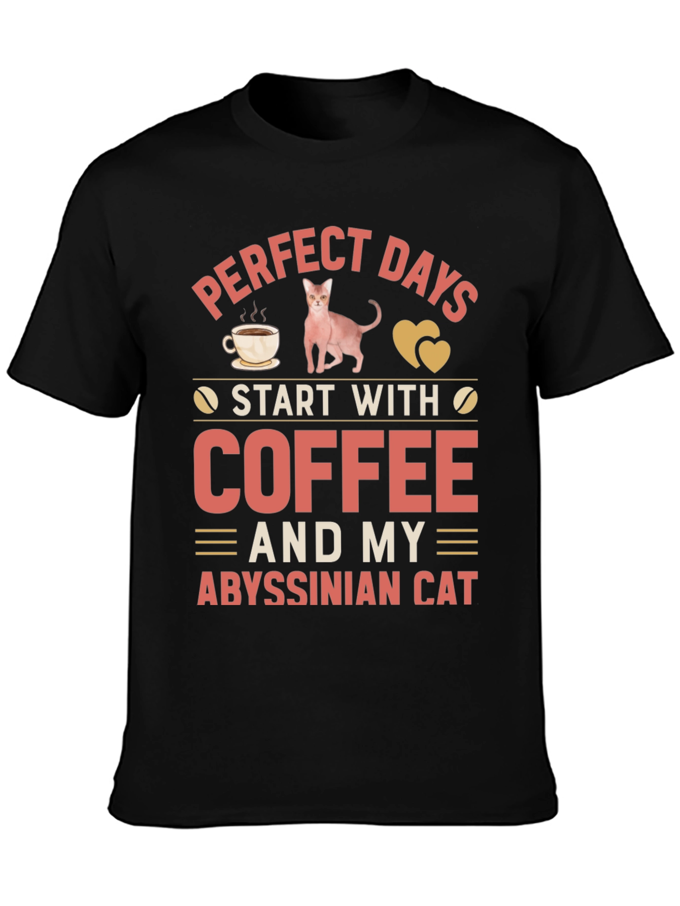 Black Perfect Days Cat & Coffee Tee view 3