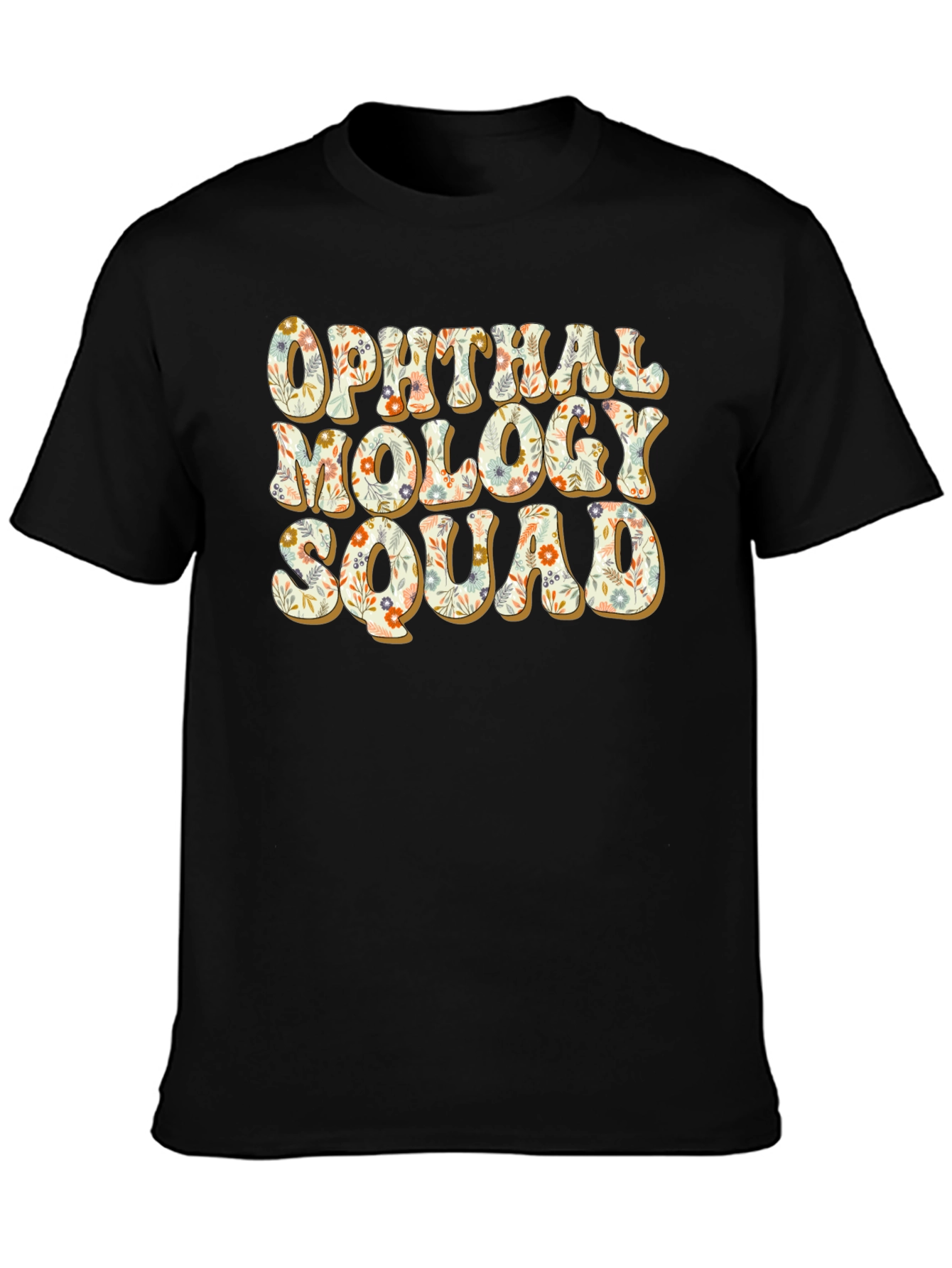 Black Ophthalmology Squad Floral Graphic T-Shirt view 3