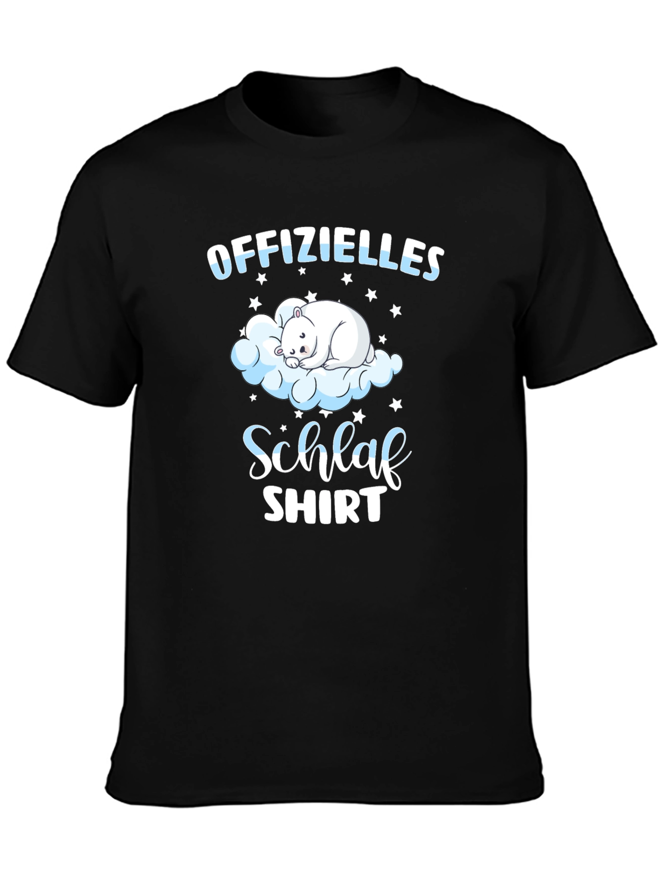 Black Cute Bear Cloud Schlaf Shirt | Men's Black Tee view 3