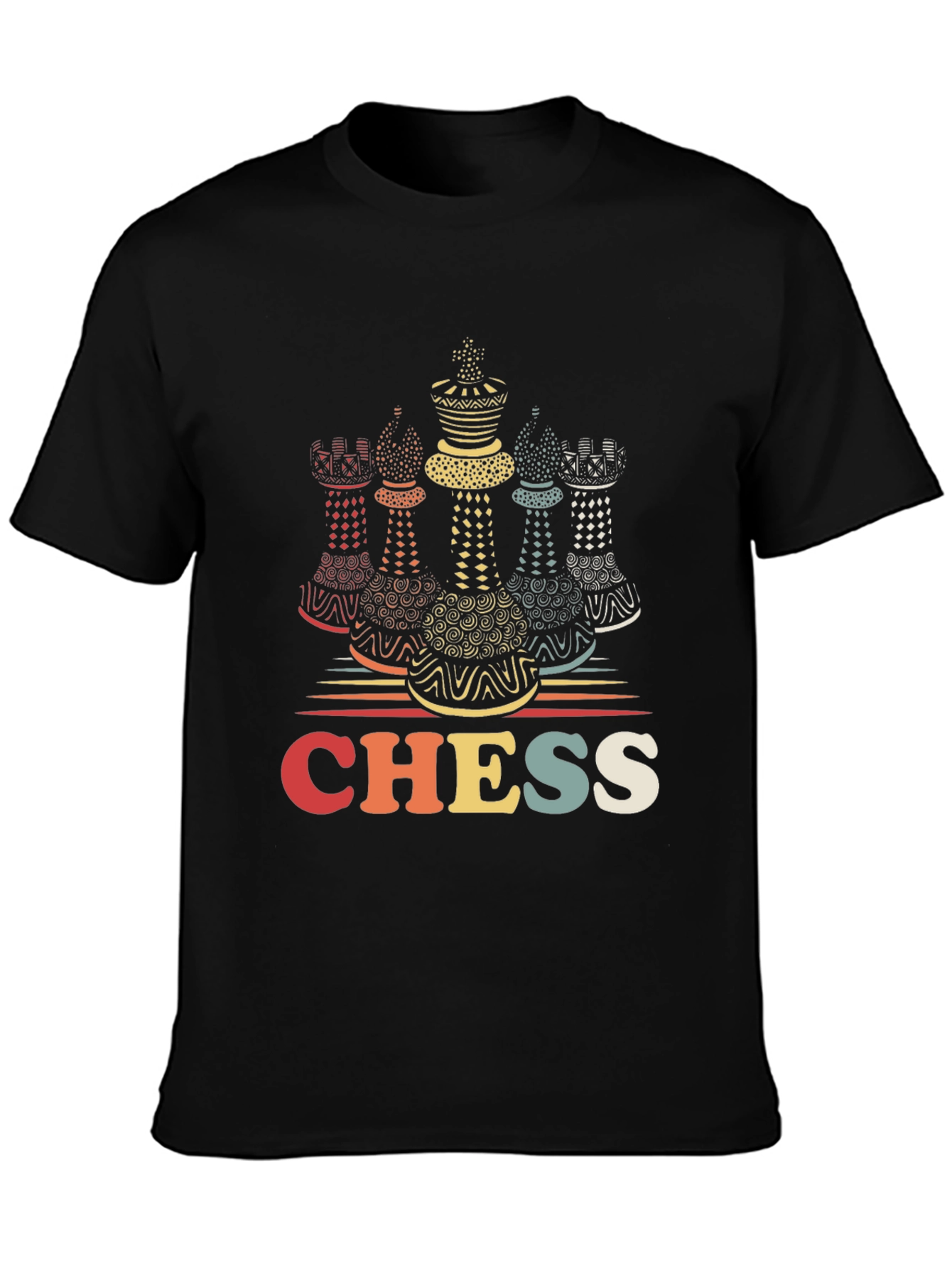 Black Retro Chess Piece Graphic T-Shirt view 3