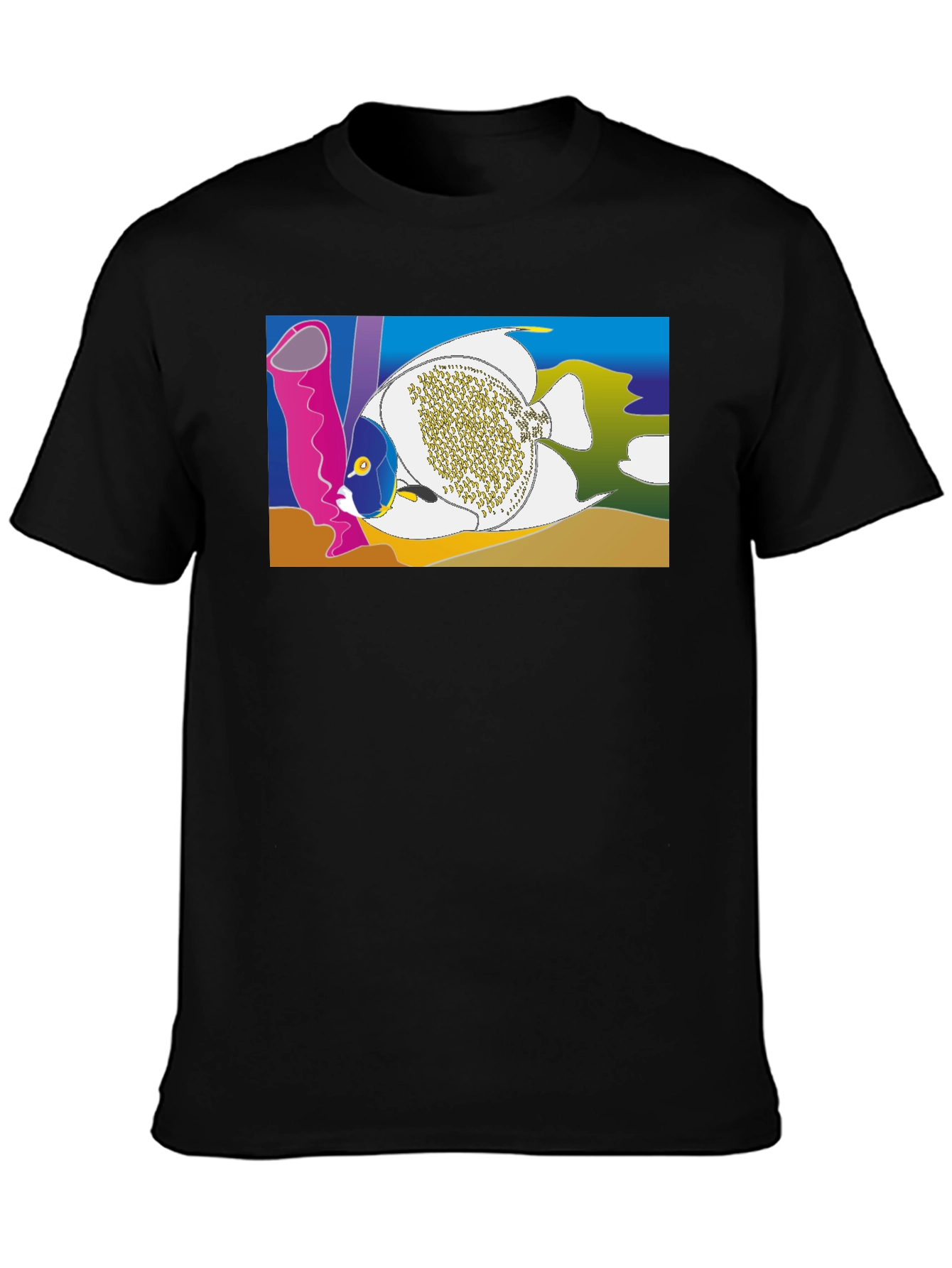 Black Tropical Fish Graphic T-Shirt - Black Crew Neck Tee view 3