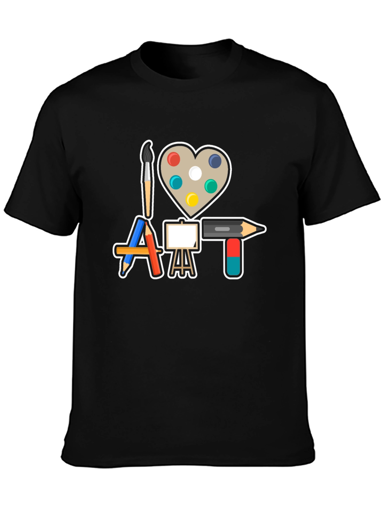 Black I Love Art T-Shirt - Creative Artist Design view 3