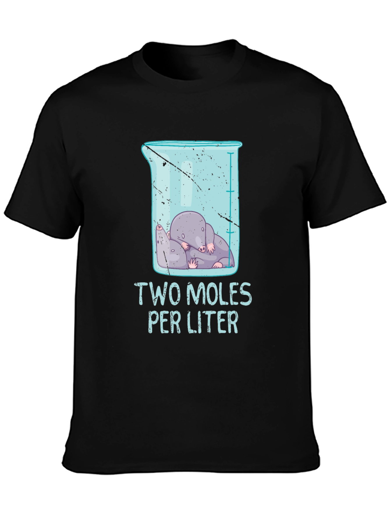 Black Two Moles Per Liter Science T-Shirt view 3