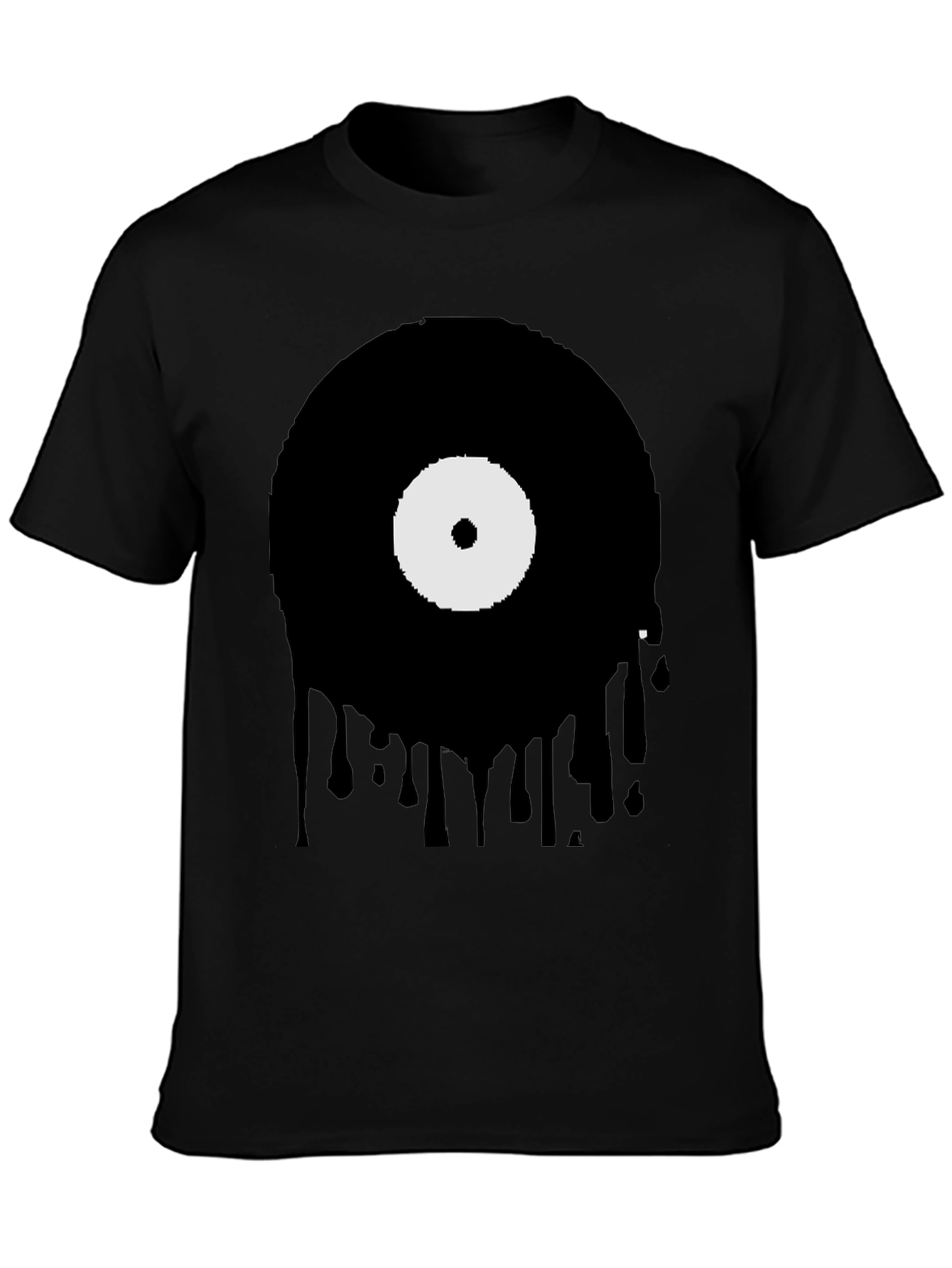 Black Melting Vinyl Record Graphic T-Shirt view 3
