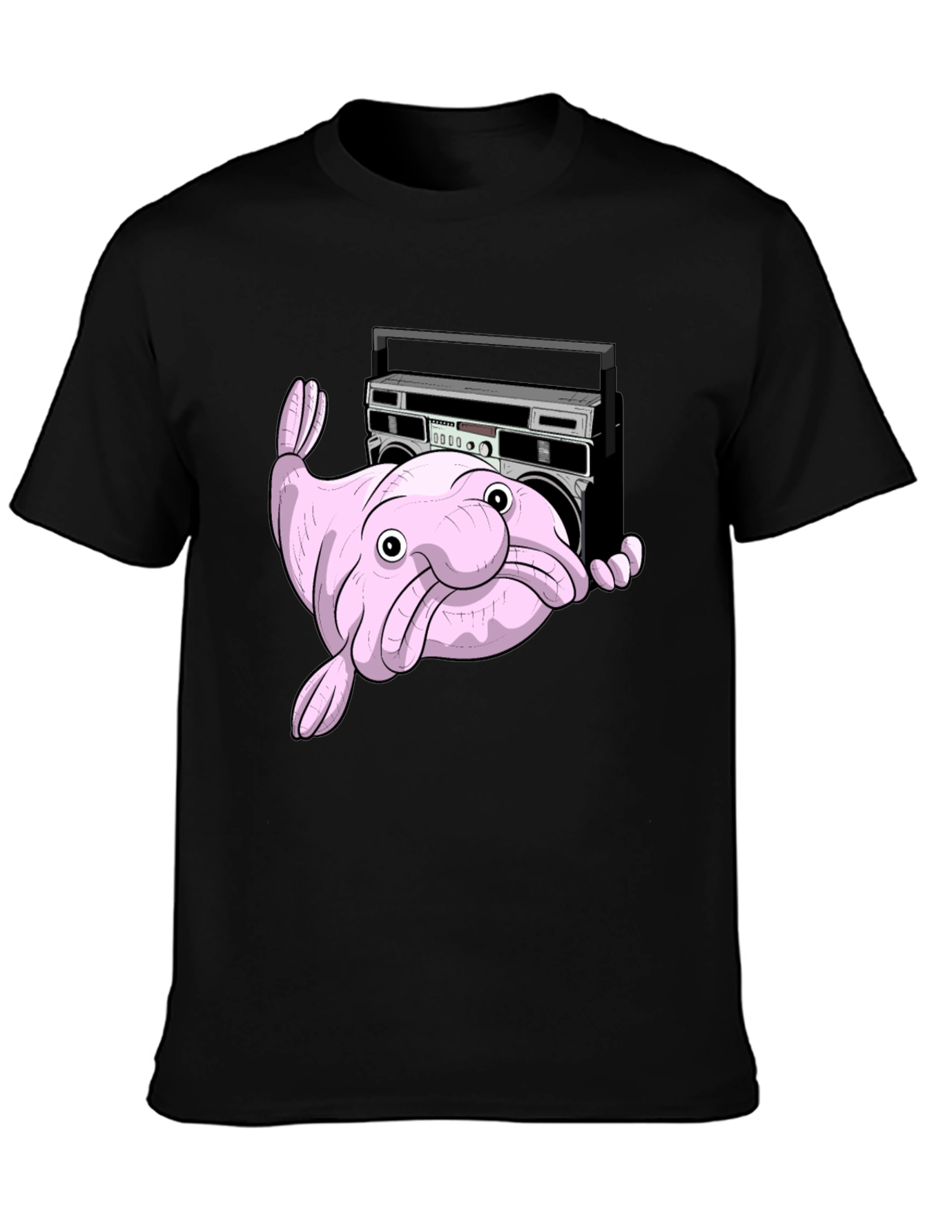 Black Blobfish Boombox T-Shirt - Funny Graphic Tee view 3