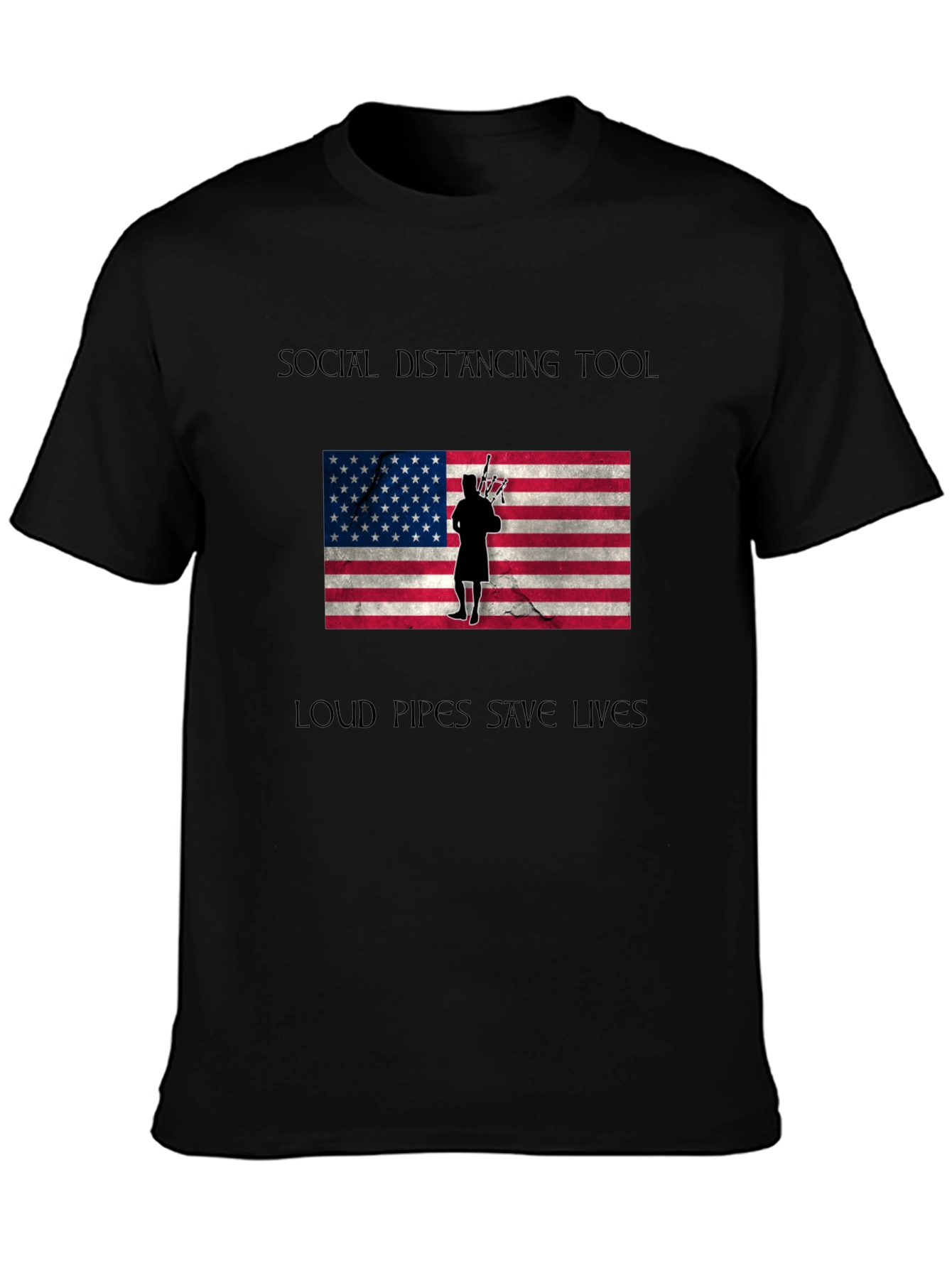 Black Social Distancing Loud Pipes T-Shirt view 3