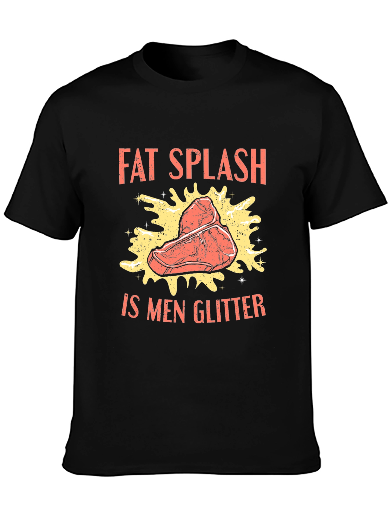 Black Fat Splash is Men Glitter T-Shirt view 3