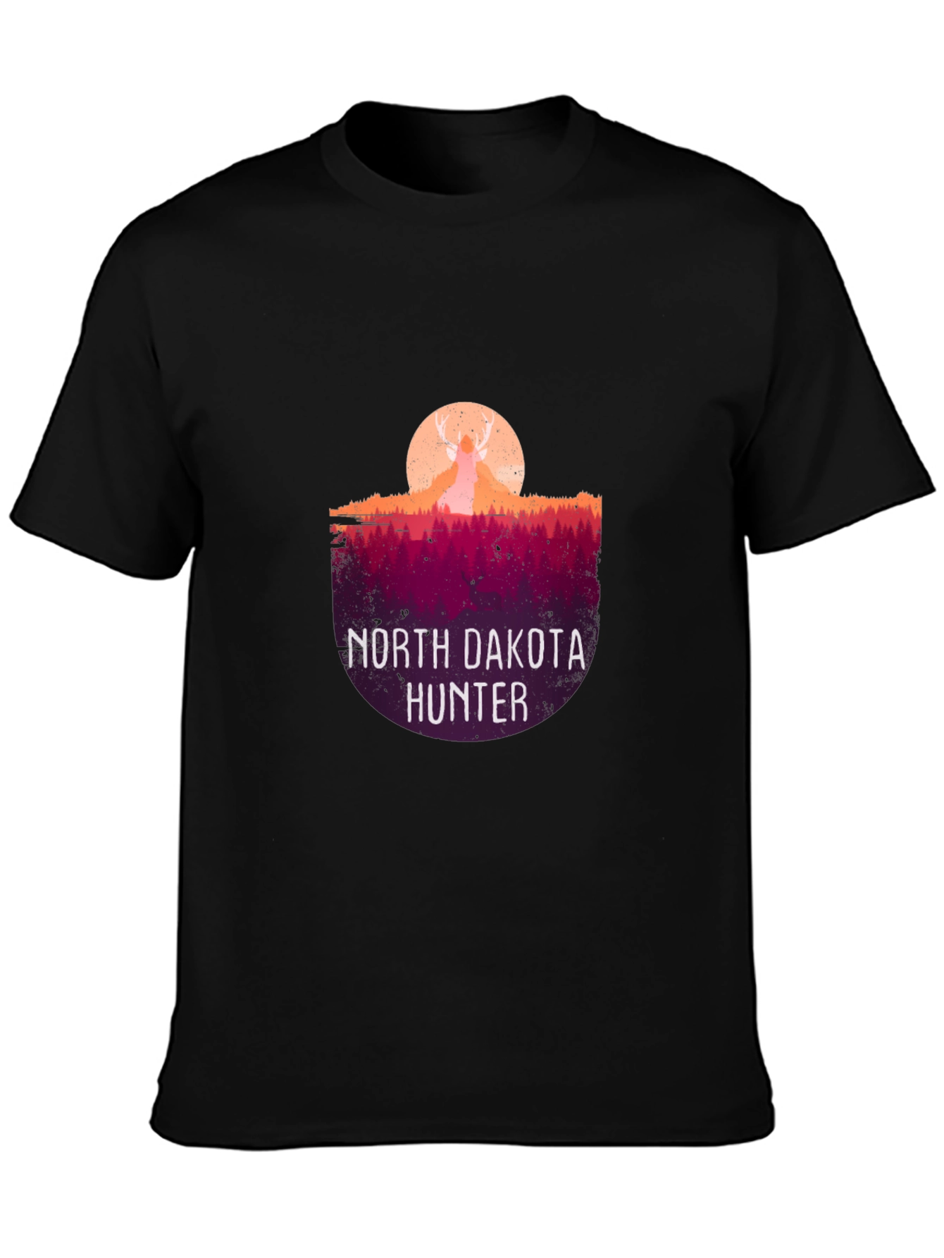 Black North Dakota Hunter Graphic Tee - Stylish Men's T-Shirt view 3